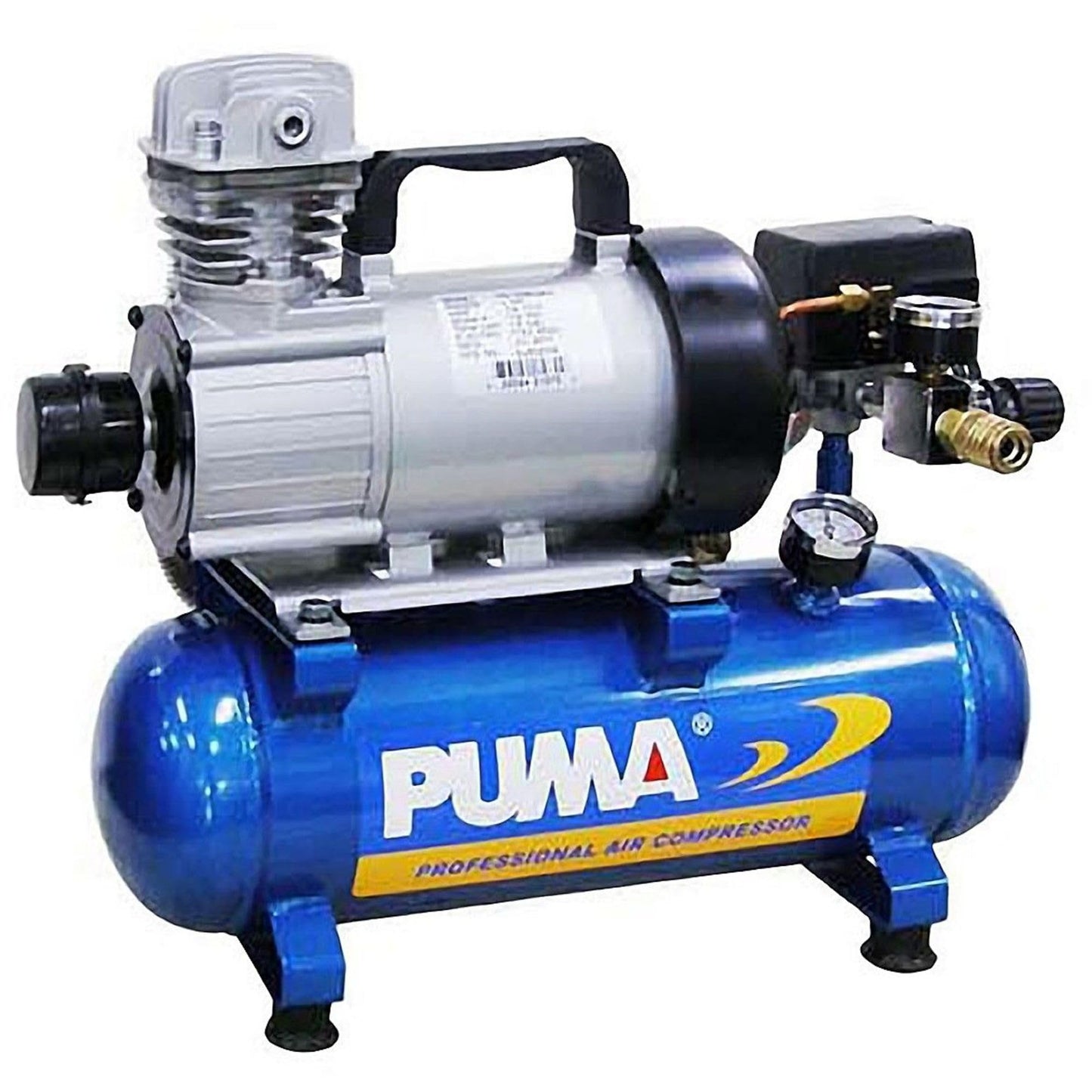Puma Industries PD1006 Air Compressor, Professional D.C. Direct Drive Oil-Less Series, 0.75 hp Running, 135 Maximum psi, 12V/Phase, 1.5 gal, 31 lb.