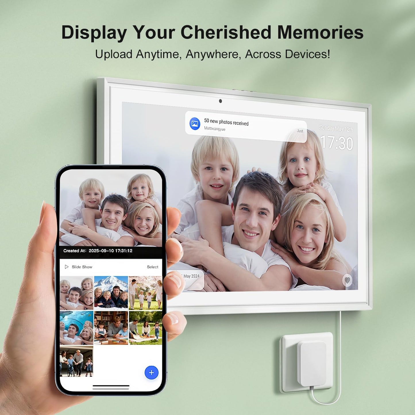 HOOCEN 15.6 Inch Smart Digital Calendar with FREE APP for Fridge & Wall Touch Screen, Magnetic Refrigerator Mount, Electronic Planner for Office Desk, Auto Sync Schedules, Family Chore Chart, White