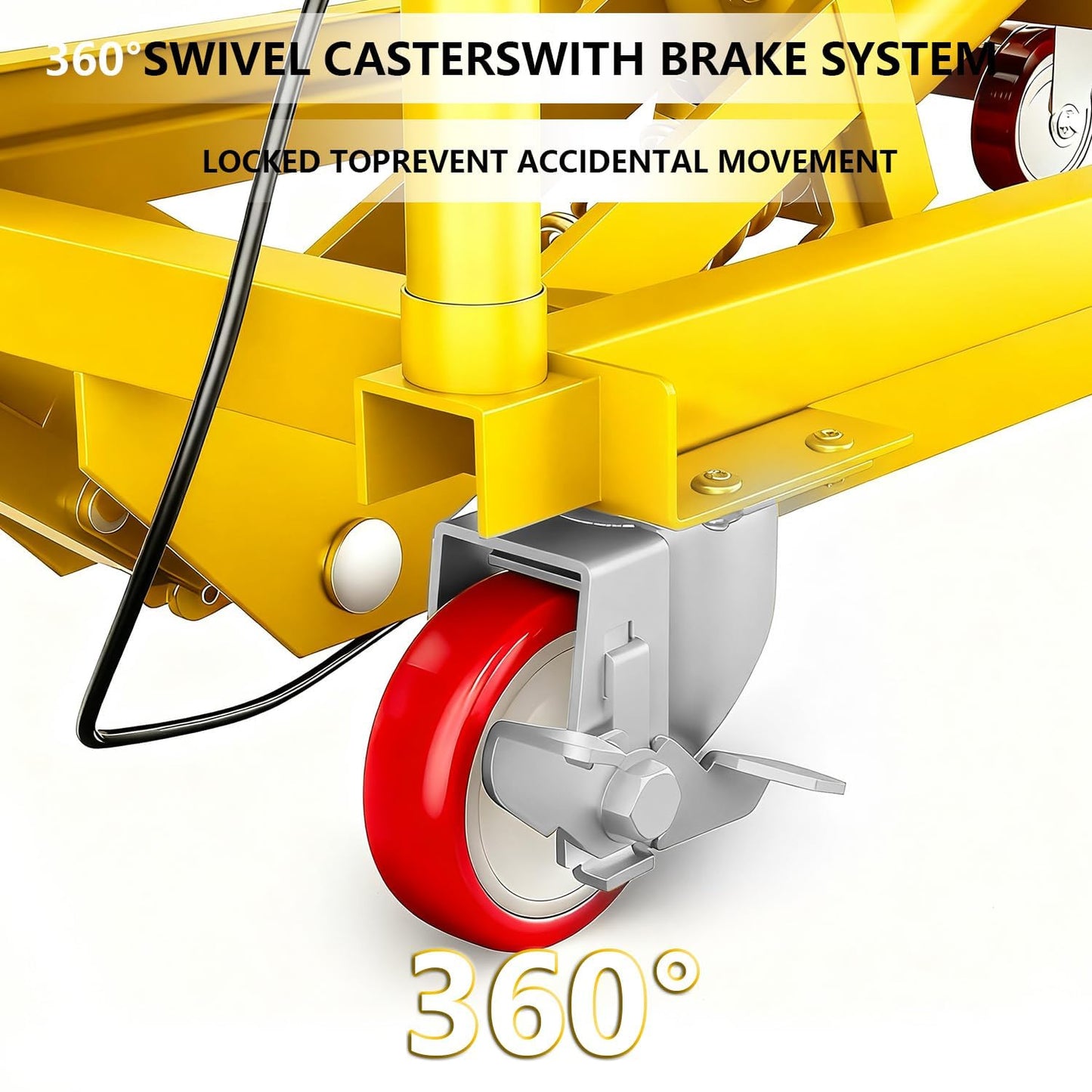 330 Lbs Heavy Duty Hydraulic Scissor Lift Table Cart – Manual Double Scissor Lift, 50" Max Lifting Height, Locking Swivel Casters, Non-Slip Platform, Mobile Material Handling for Warehouse, Garage