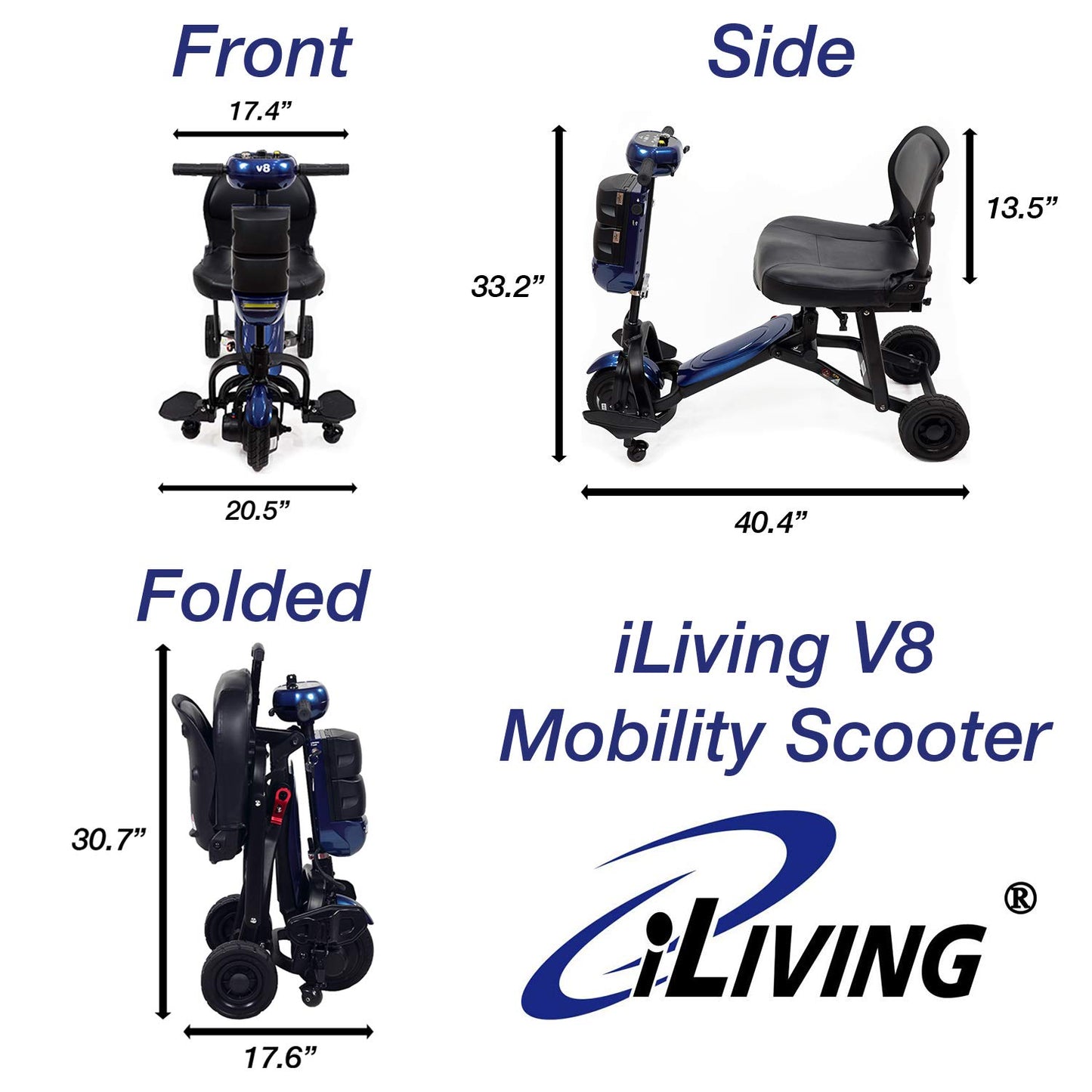 iLiving V8 Foldable Electric Mobility Scooter