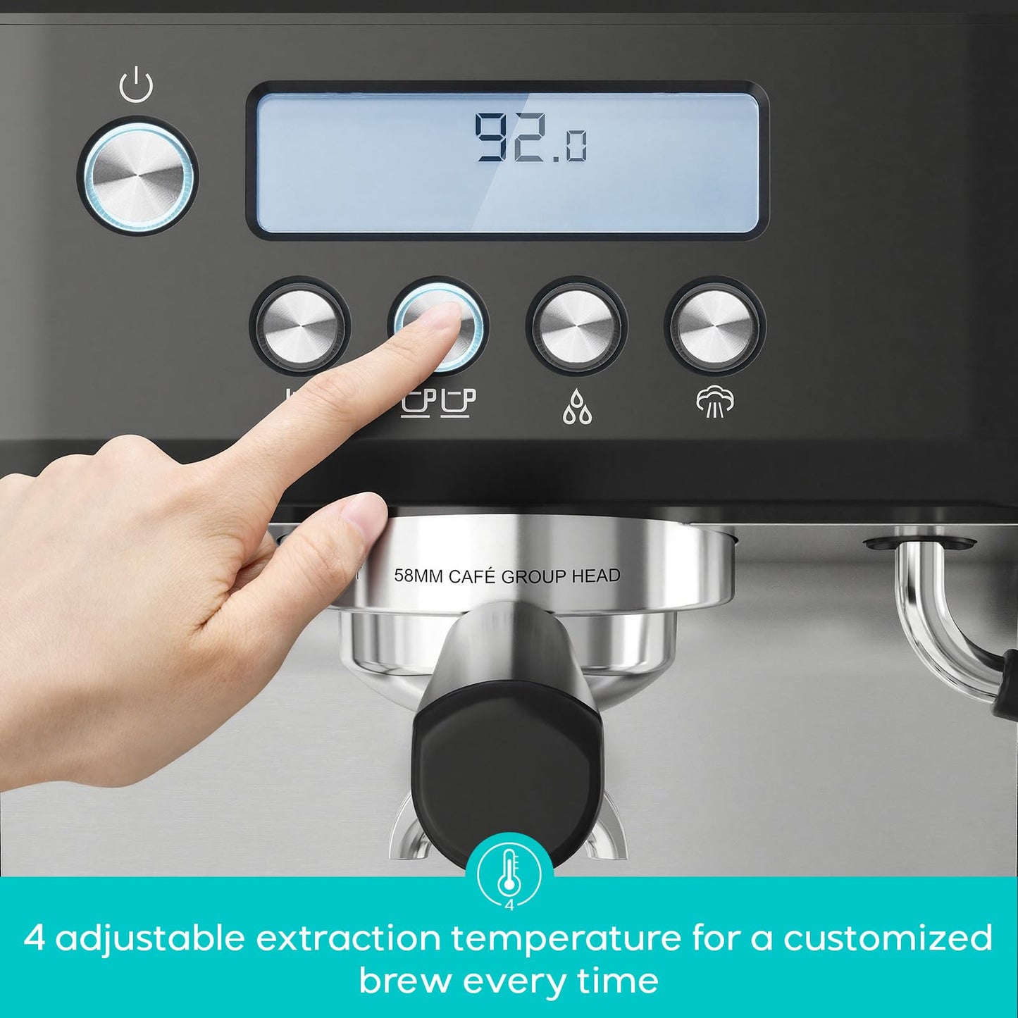 CASABREWS Ultra Espresso Machine with LCD Display, 20 Bar Espresso Maker with Powerful Milk Frother, Customizable Brewing Temperature, Barista-Level Latte and Cappuccino Machine for Home, Black