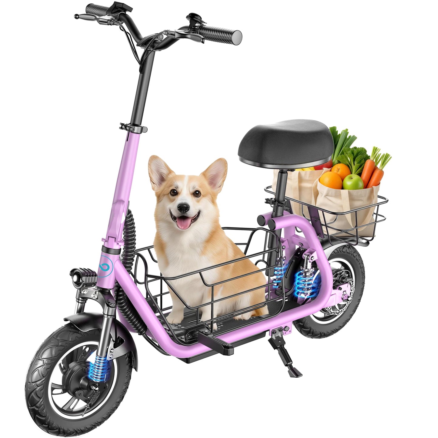 Gyroor C1Pro Electric Scooter with Seat for Adults, Foldable Commuter E-Scooter, 25-Mile Range & 19 MPH Top Speed, 12" Pneumatic Tires, Dual Suspension for Daily Commuting