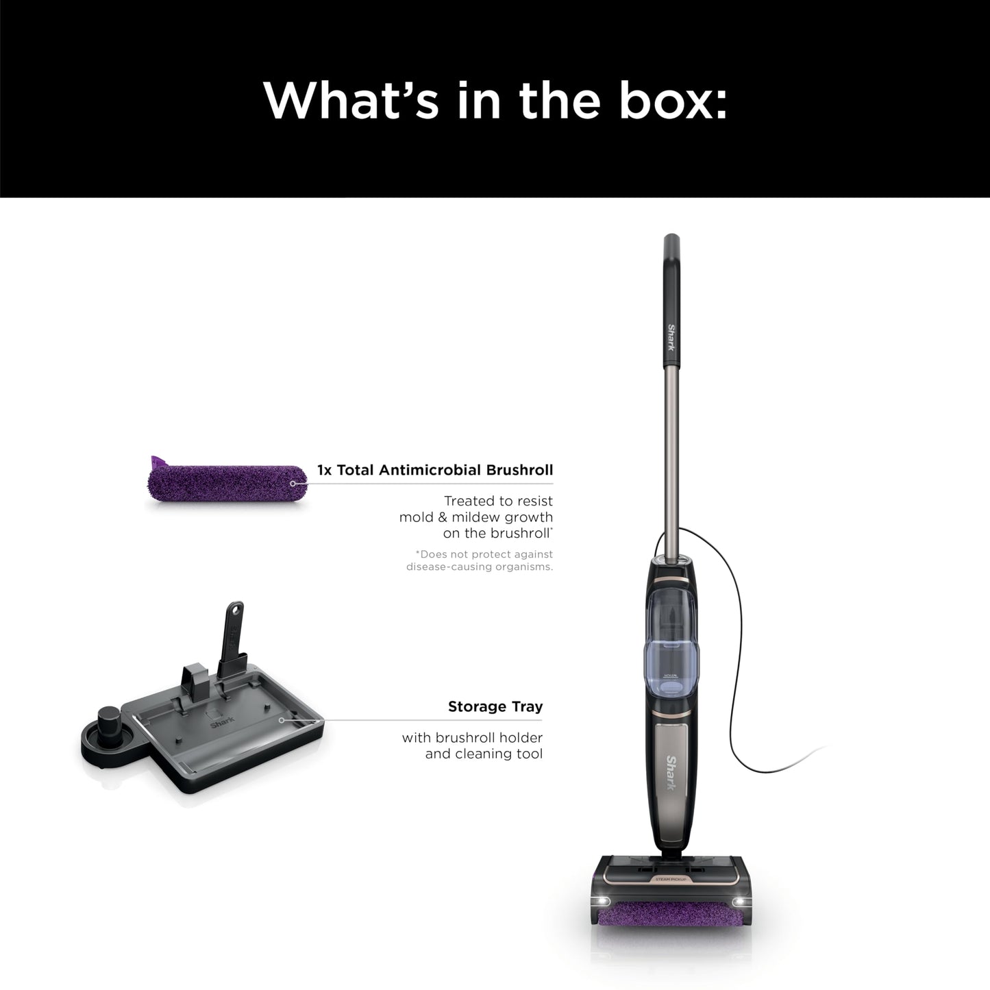 Shark Steam Pickup Lightweight 3-in-1 Steam Mop Cleaner Picks Up Debris, Deep Scrubs & Steam Sanitizes - All At Once for Home with Sealed Hard Floors like Hardwood, Tile & Laminate, SD201