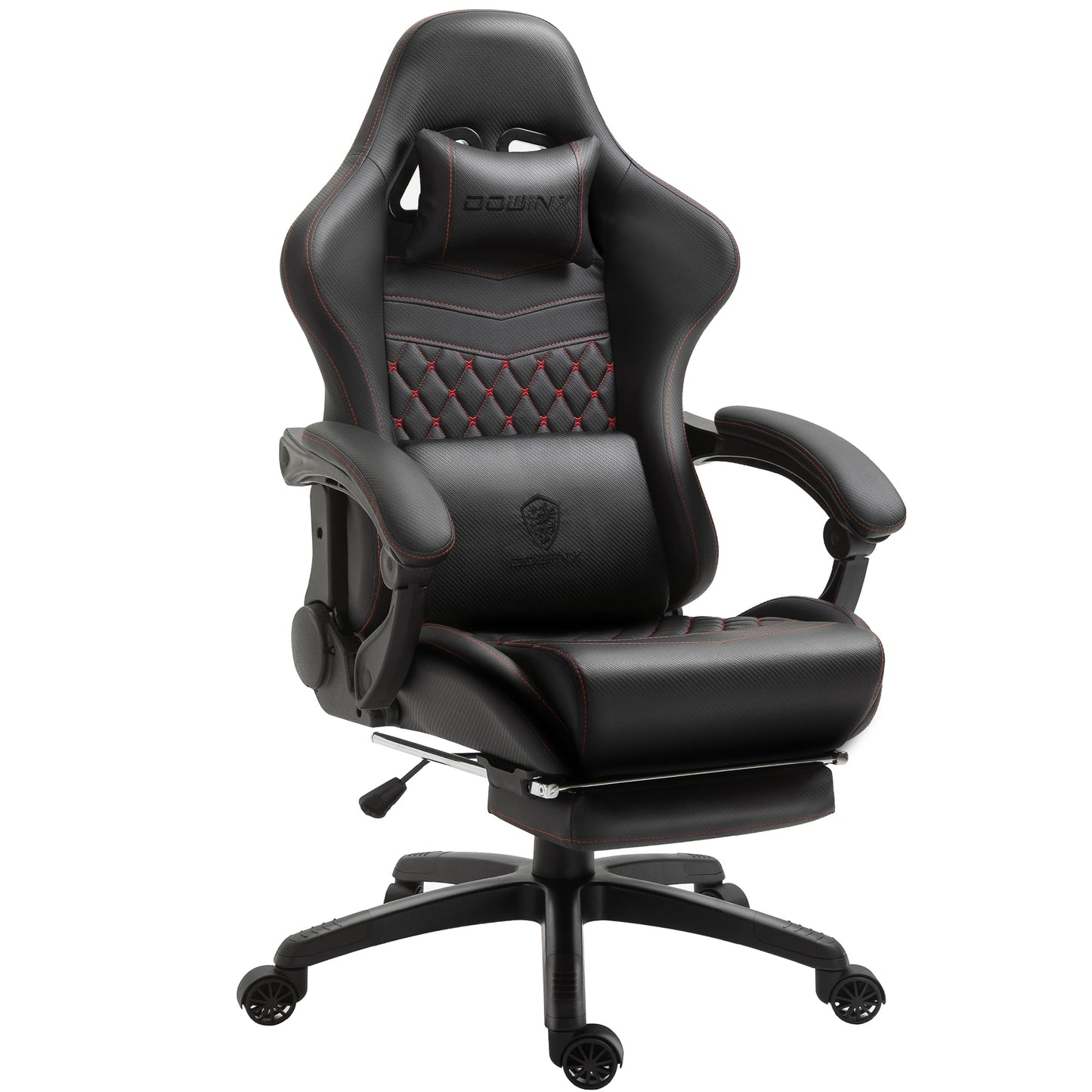 Dowinx Gaming Chair Big and Tall, Ergonomic PC Gaming Chair with Footrest & Massage, Racing Style Reclining Computer Chair for Adults, 400LBS Capacity - Heavy Duty Gamer Chair (Black)