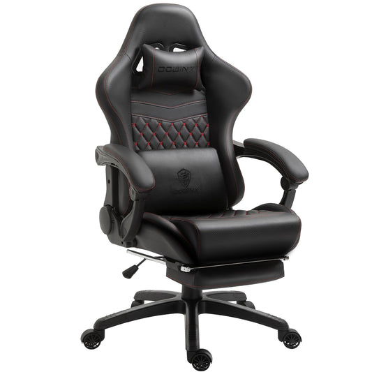 Dowinx Gaming Chair Big and Tall, Ergonomic PC Gaming Chair with Footrest & Massage, Racing Style Reclining Computer Chair for Adults, 400LBS Capacity - Heavy Duty Gamer Chair (Black)