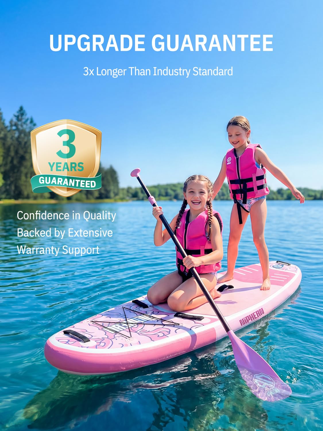 Niphean（Ultra-Light）Inflatable Paddle Board with StabilTrac Fin and Durable SUP Accessories, 10' Stand Up Paddle Boards for Adults & Youth, Versatile Yoga Paddle Board, Gift Ideas-Blush Unicorn - Kids