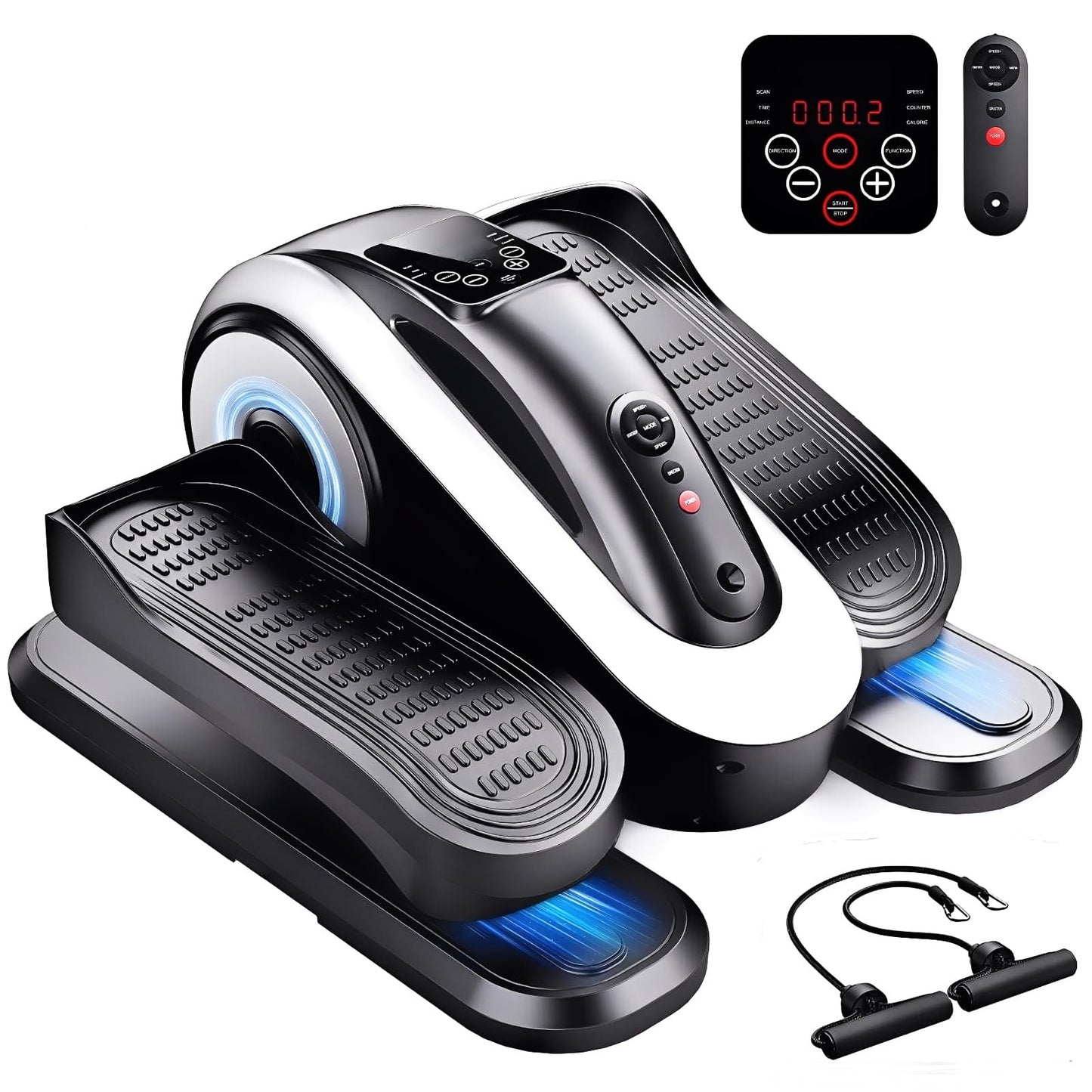 LVPIMAN Under Desk Elliptical Machine for Seniors, Large Size Electric Leg Exerciser with 11 Adjustable Speeds & 11 Modes, Remote Control, Elastic Rope, Manual & Auto Mode for Home Office Use