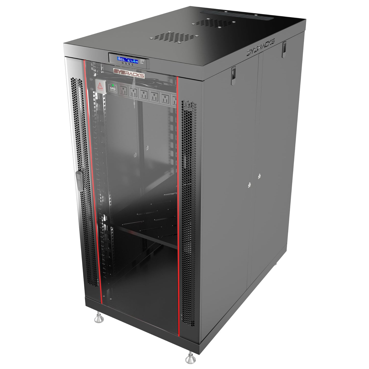 19" Server Rack Cabinet 22U – 35" Deep Network Cabinet Enclosure with Glass Door, Locking Panels, Cooling Fans, PDU & Shelf, IT Rack for Servers, Switches, AV Equipment