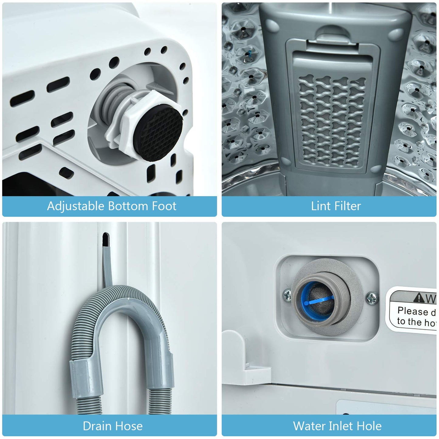 Giantex Full Automatic Washing Machine, 2 in 1 Portable Laundry Washer, 8.8lbs Washer and Spinner Combo, 1.04 cu.ft 10 Programs Built-in Drain Pump, Energy Saving Top Load for Apartment Dorm