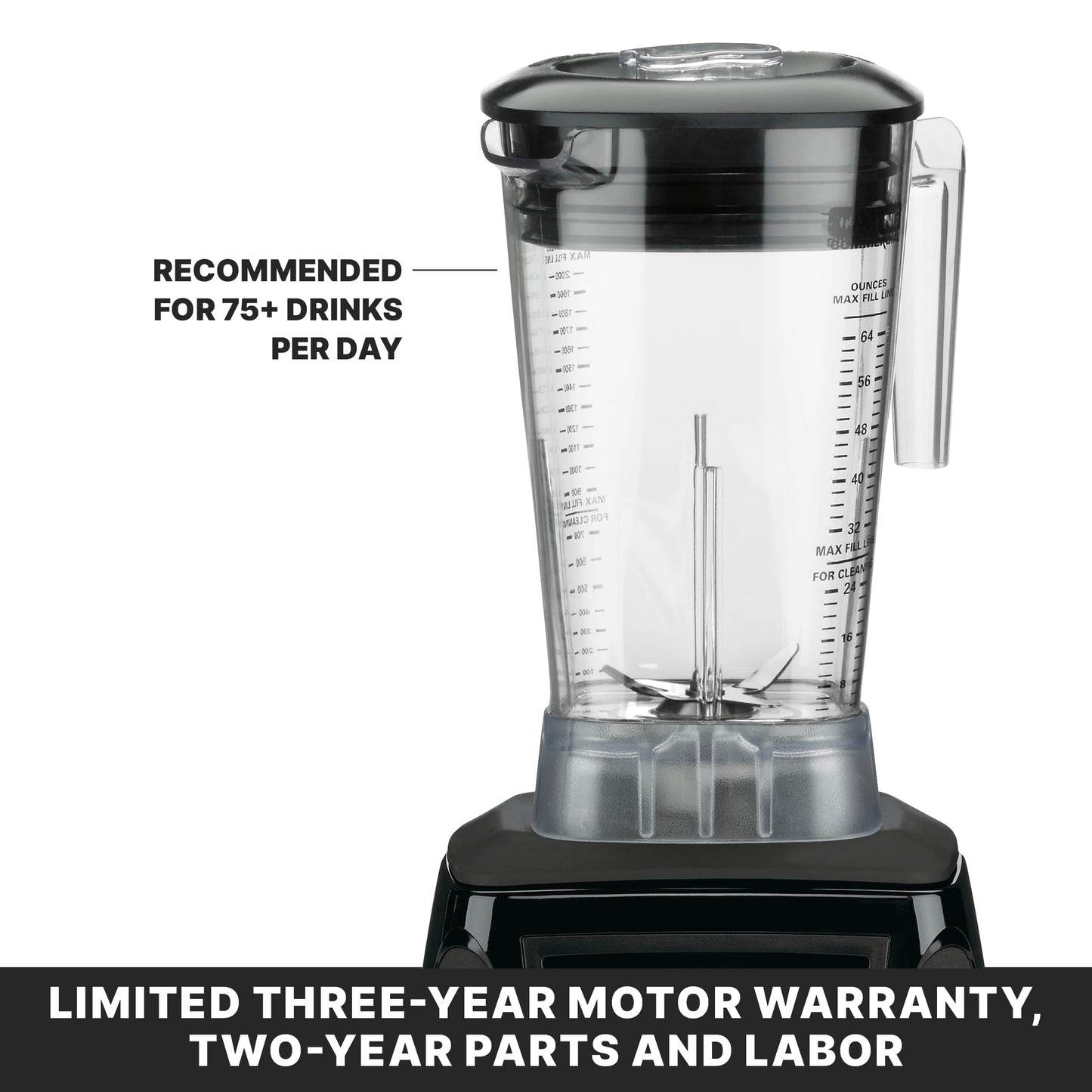 Waring Commercial Xtreme Blender, 3.5 Horsepower Motor, Electronic Keypad with Timer & 64 oz Copolyester Jar for Bars & Restaurants, NSF Certified, MX1100XTX