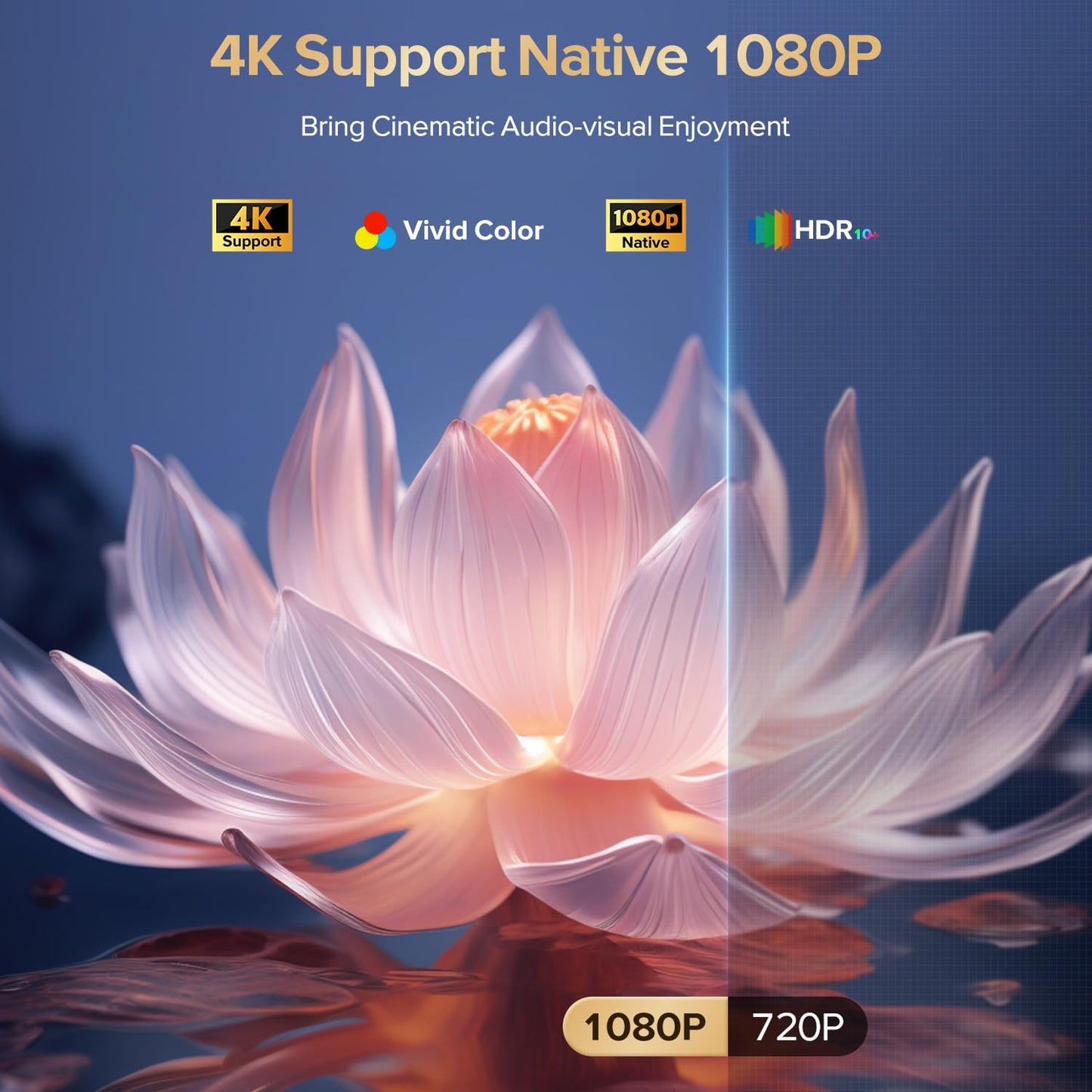 [Official Licensed Google TV] Projector, Smart 4K&1080P Projector with WiFi and Bluetooth, Auto Focus & Keystone, Voice Control Movie Video Projector, Home Projector with 360° Rotating Stand