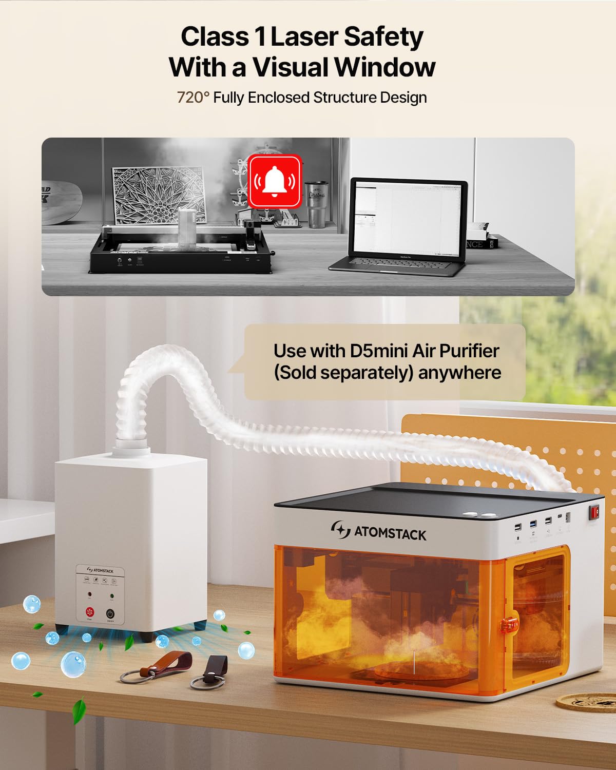 ATOMSTACK P1 5W Laser Engraver Dual, 5W Diode, 1.2W Infrared Laser, Unibody Laser Engraving Machine, 10000 mm/min, 5000mW Diode for Beginners DIY, Wood, Leather, Acrylic, Metal, Class 1 Safe