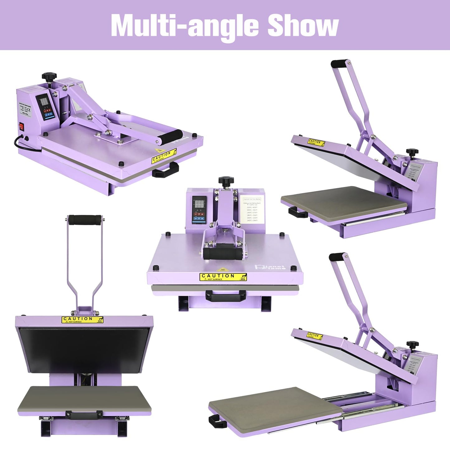 PlanetFlame 15x15 Sublimation Heat Press for T-Shirts, Purple
