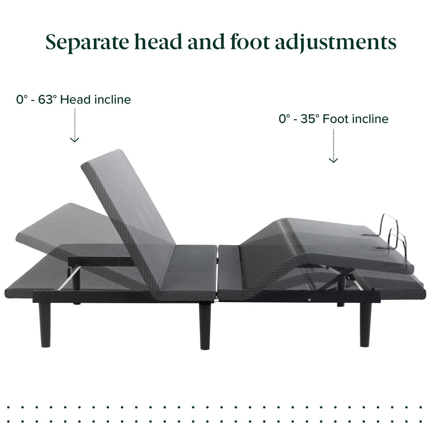 Zinus Nadia Adjustable Bed Frame, Electric Reclining Platform Bed Base, 5-Function Wireless Remote, Independent Head and Foot Incline, Easy, Tool-Free Assembly, Twin XL