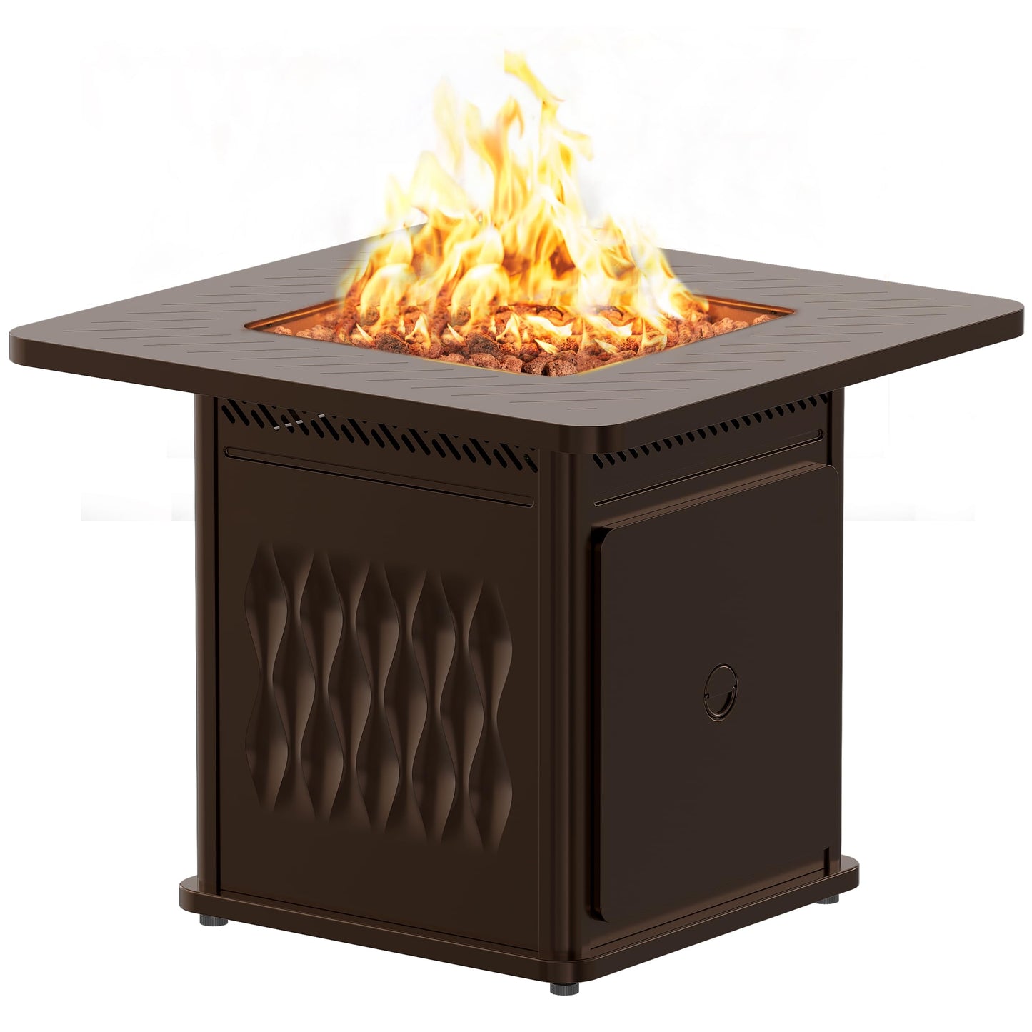 East Oak 32" Outdoor Propane Fire Pit Table | 50,000 BTU Gas Fire Pit Table for Outside with Magnetic Lid | Storage Basket & Lava Rocks | CSA Certified for Patio, Garden & Backyard | Brown