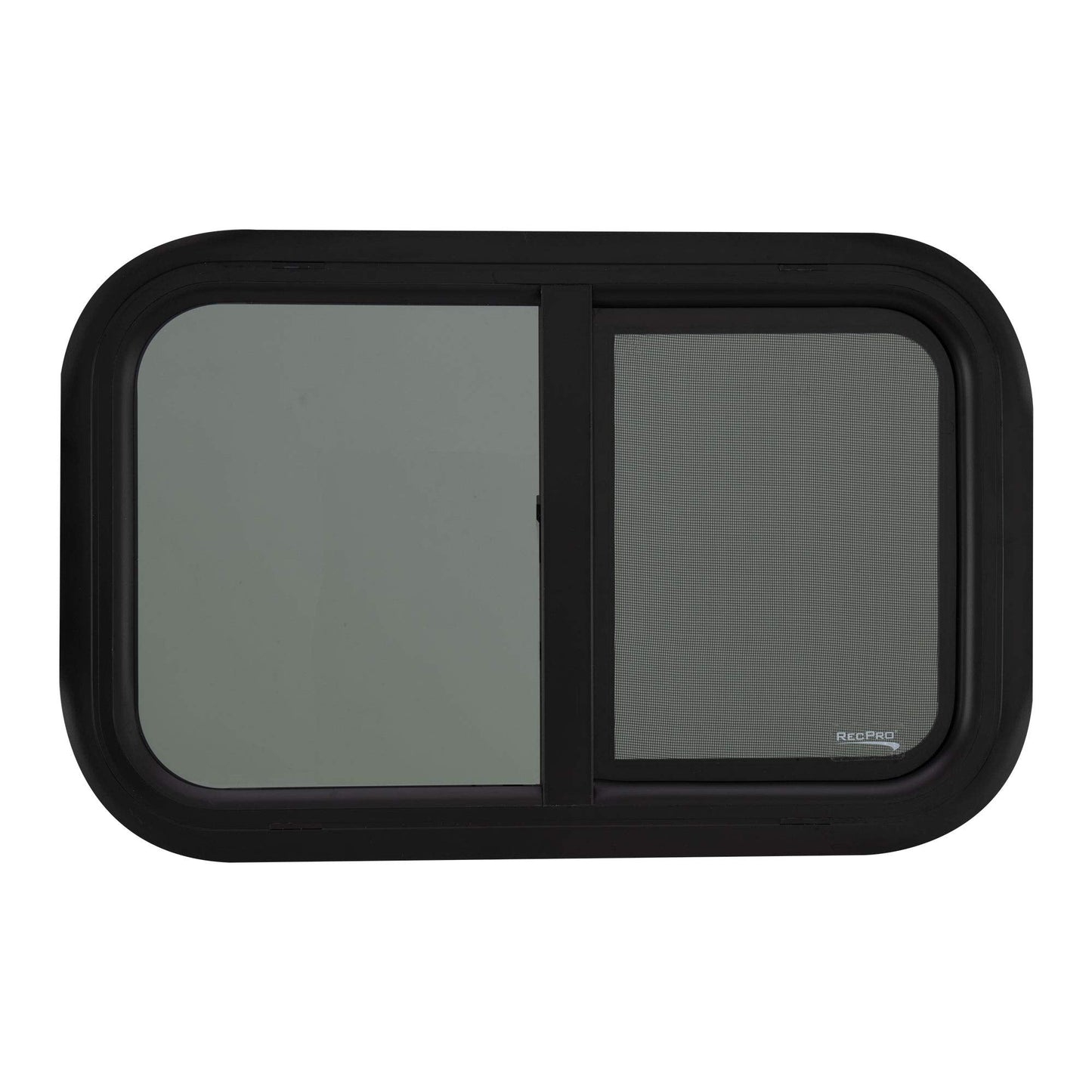RecPro RV Window Replacement | Teardrop Style | 24inW x 15inH | Horizontal Sliding | Black | Model RP-WIN