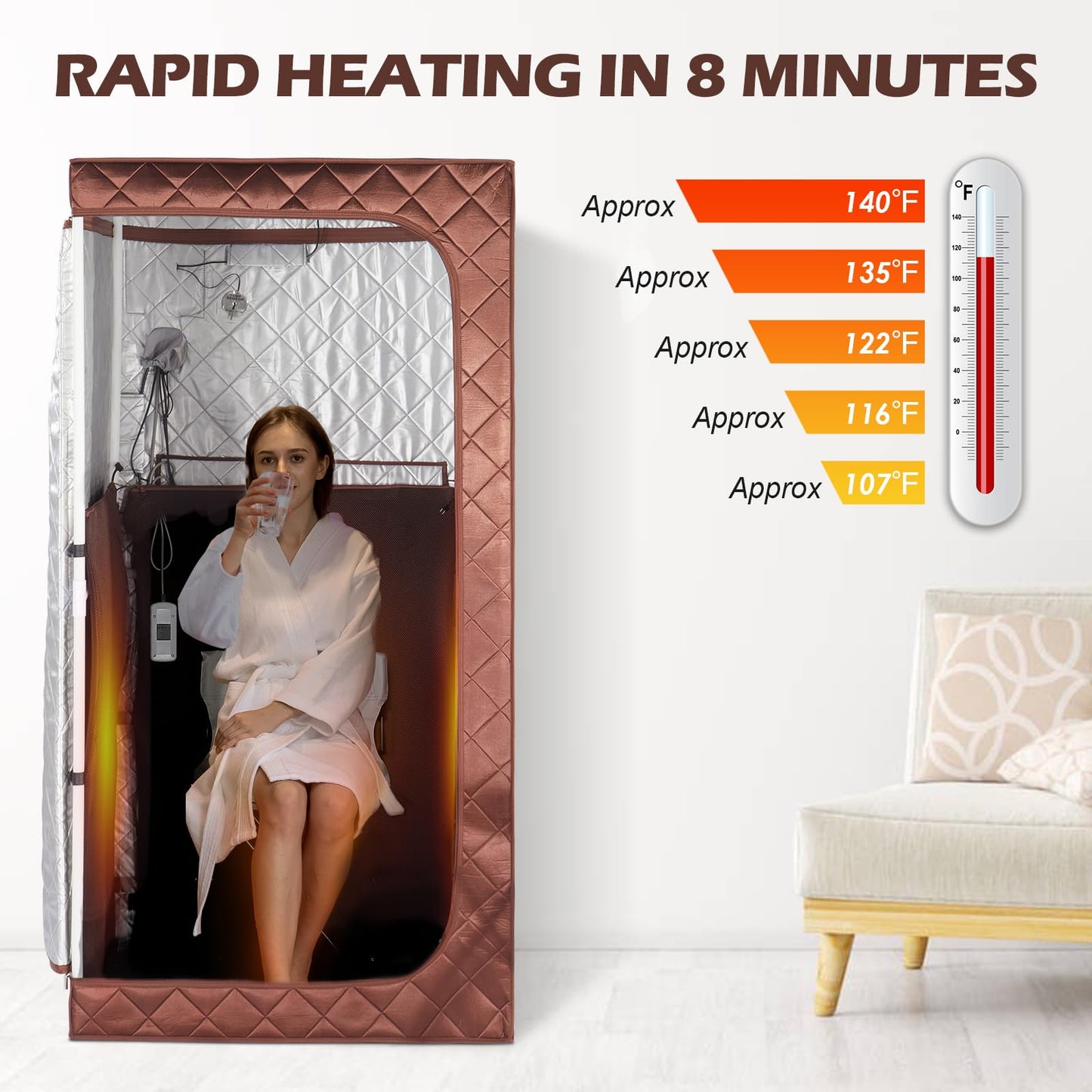 amocane Portable Infrared Sauna for Home, Full Body Personal Saunas Tent at Home Spa with Heating Foot Pad, Remote Control & Foldable Chair for Relaxation & Detox(L 33.8" x W 33.8" x H 65.7")