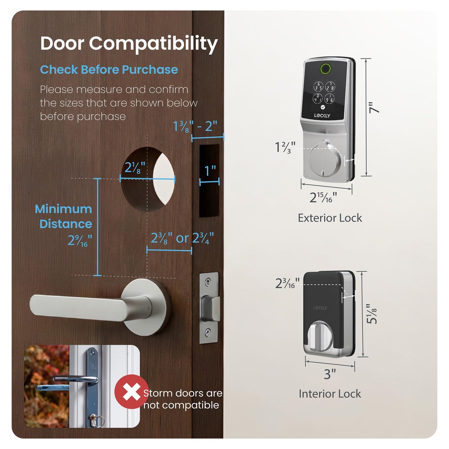 Lockly Secure Pro Smart Lock, 0.2s AI Fingerprint Door Lock, Patented PIN Genie Keypad, Keyless Entry Deadbolt for Front Door, Zinc Alloy, IP65 Waterproof, 2 Backup Keys Included