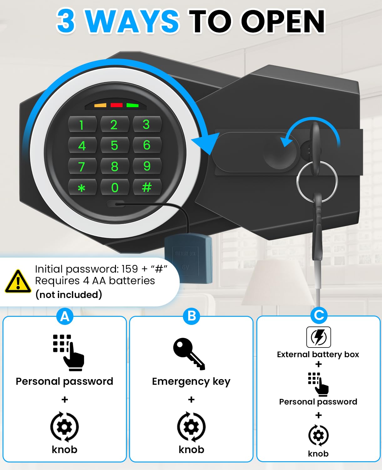 2.8 Cuft Safe Box for Home Documents, Anti-Theft Home Safe with Fireproof Bag, Drawer, Digital Backlit Keypad, Spare Key, Smart Alarm & Mute Function, Safes for Home Office of Money Valuable Jewelry