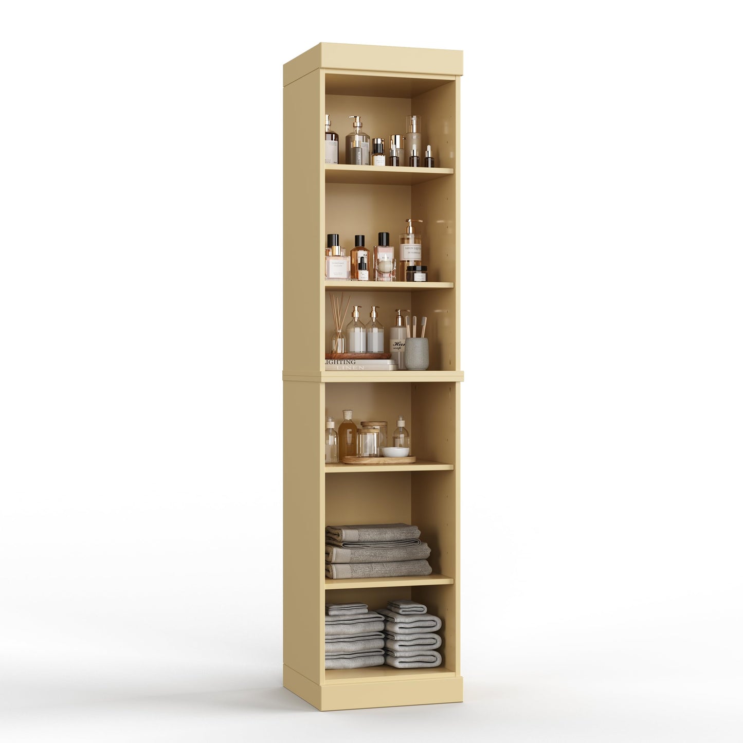 Palace Imports 100% Solid Wood 16.5" Wide, 71.5" Tall Bathroom Storage Cabinet with Adjustable Shelves, Yellow – Eco-Friendly, Made in Brazil