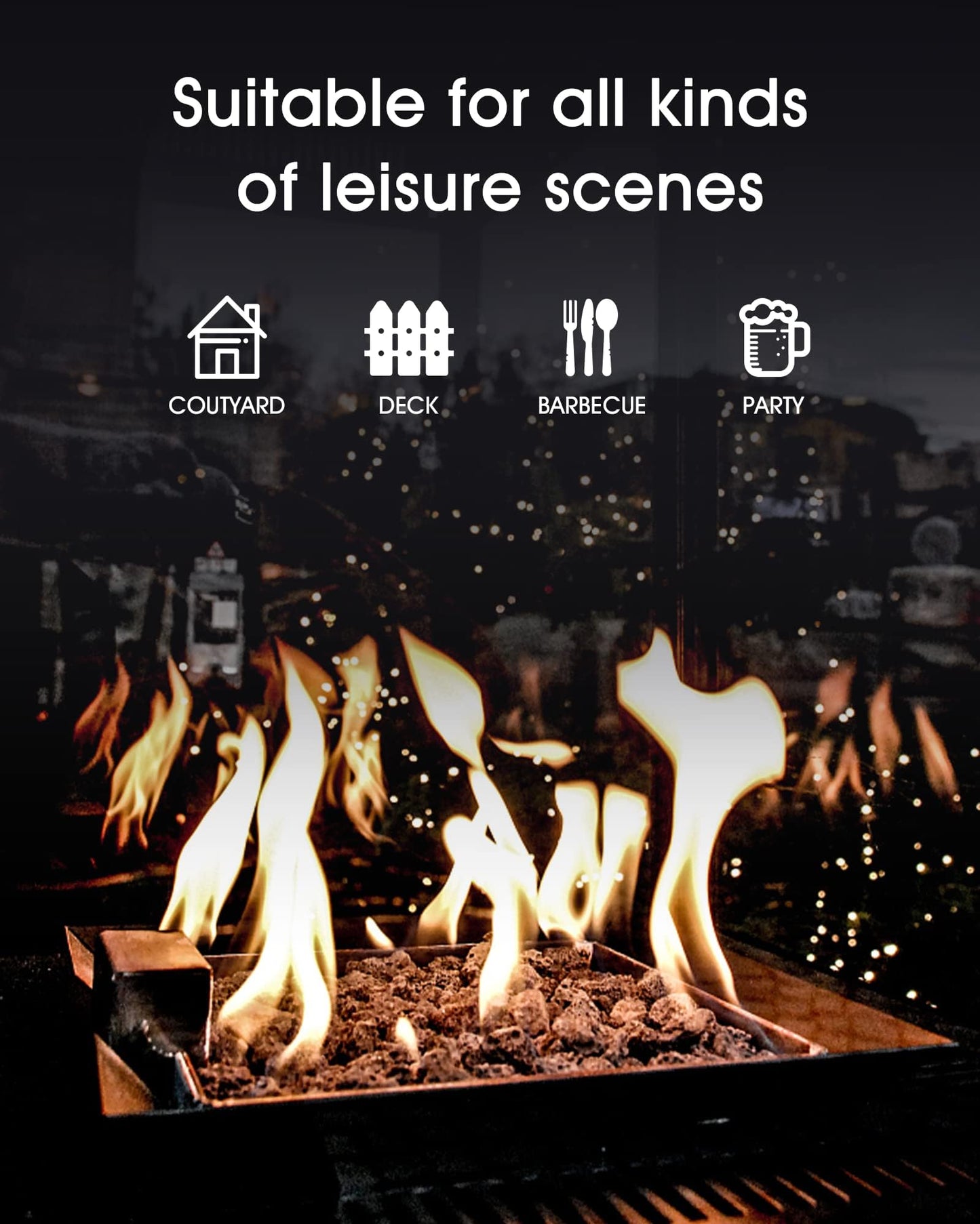 Legacy Heating 28in Propane Fire Pit Table, 50,000BTU Outdoor Gas Fire Pit, 2 in 1 Firepit Table w/Lid, Lava Rock, ETL Certified Steel Fire Table add Warmth to Parties on Backyard, Black