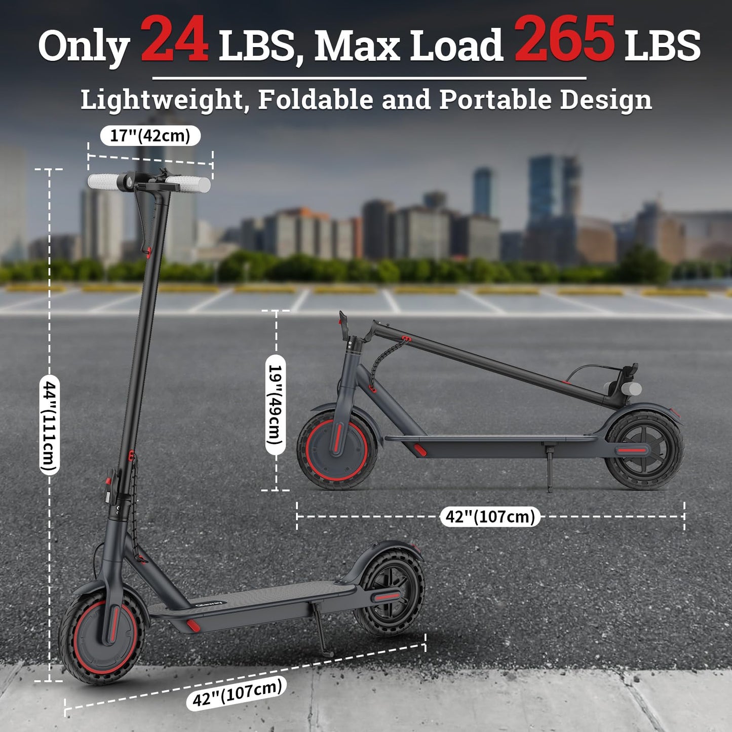 Qlaway Electric Scooter - Top Speed 19 MPH, Max 15 Miles Ranges, 8.5" Solid Tire, Powerful 350W Motor, Load 264LBS, Aluminum Alloy Foldable Commuting Escooter for Adults & Teens