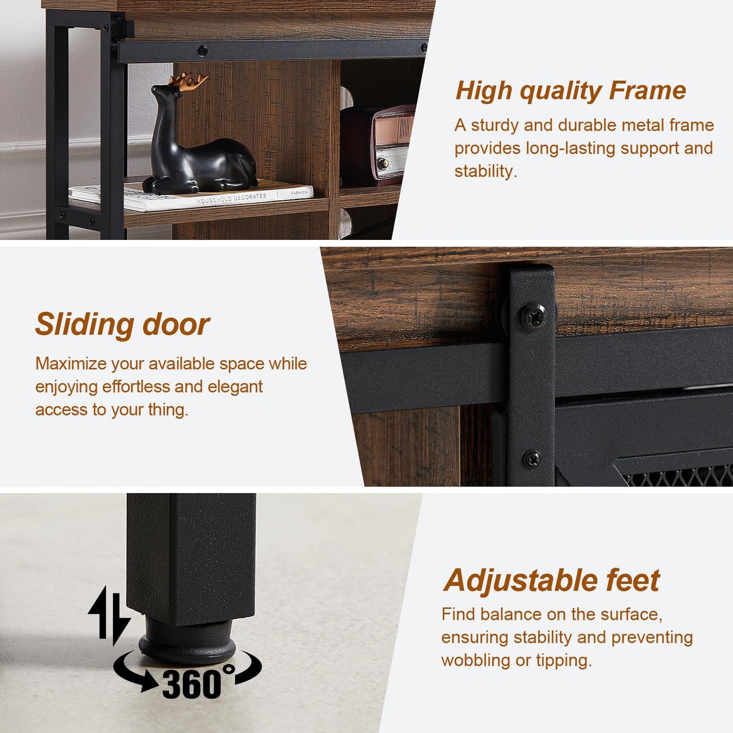 HOMISSUE Corner TV Stand for 55 Inch TV, Rustic Corner Entertainment Center with Storage, Industrial Media Console Table with Sliding Barn Door, Entertainment Center for Living Room, Brown