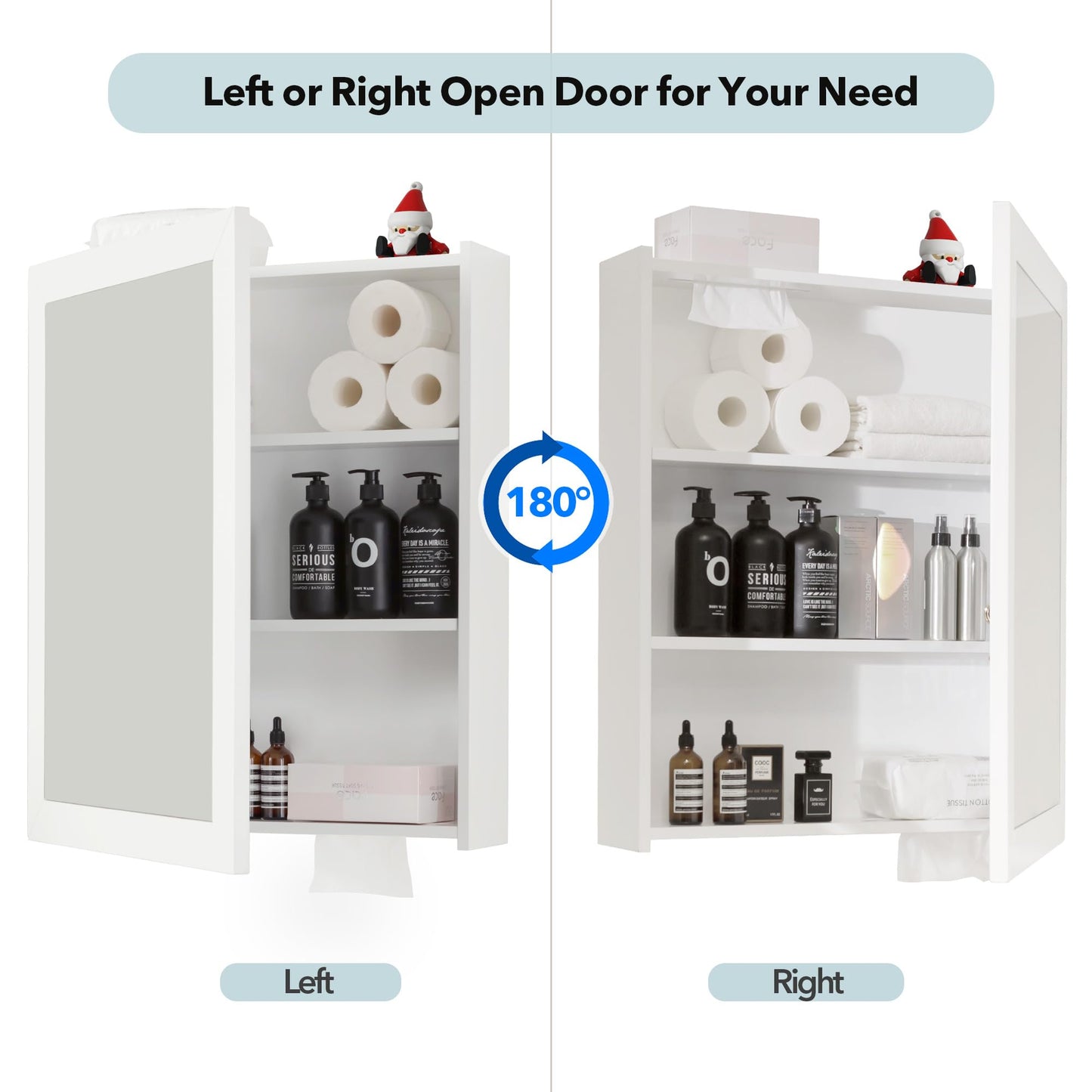 Bathroom Mirror Cabinet - Large Single Door 24x30 inchs Wall Cabinet Bathroom Vanity Mirror Cabinet with Facial Tissues Slot and Multifunctional Storage Area
