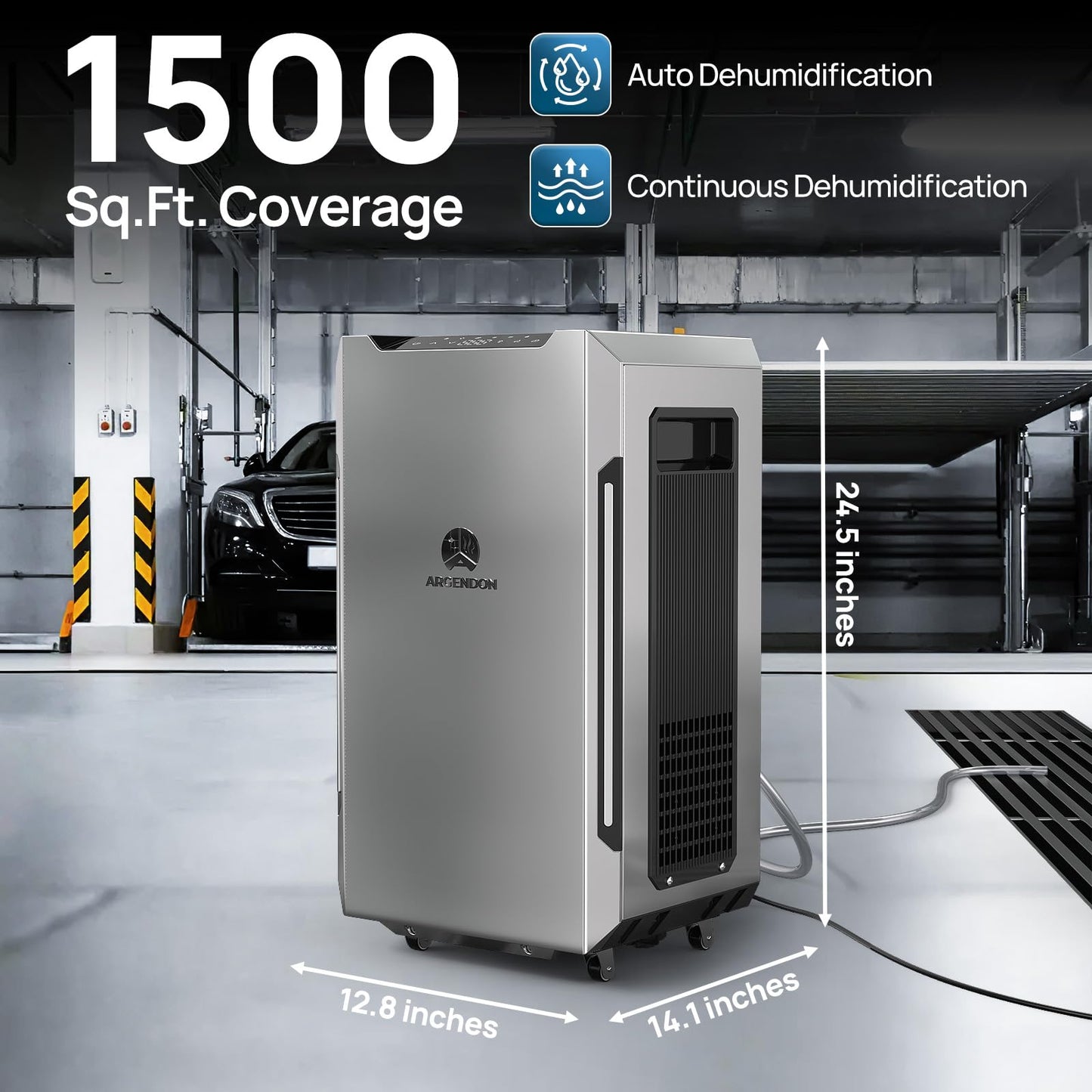 ARGENDON 120 PPD Dehumidifier for Basement, Commercial Dehumidifier with Pump and Drain Hose - High-Capacity Moisture and Humidity Control for Homes, Industrial Use, and Large Space, Sandidry Pro 55C