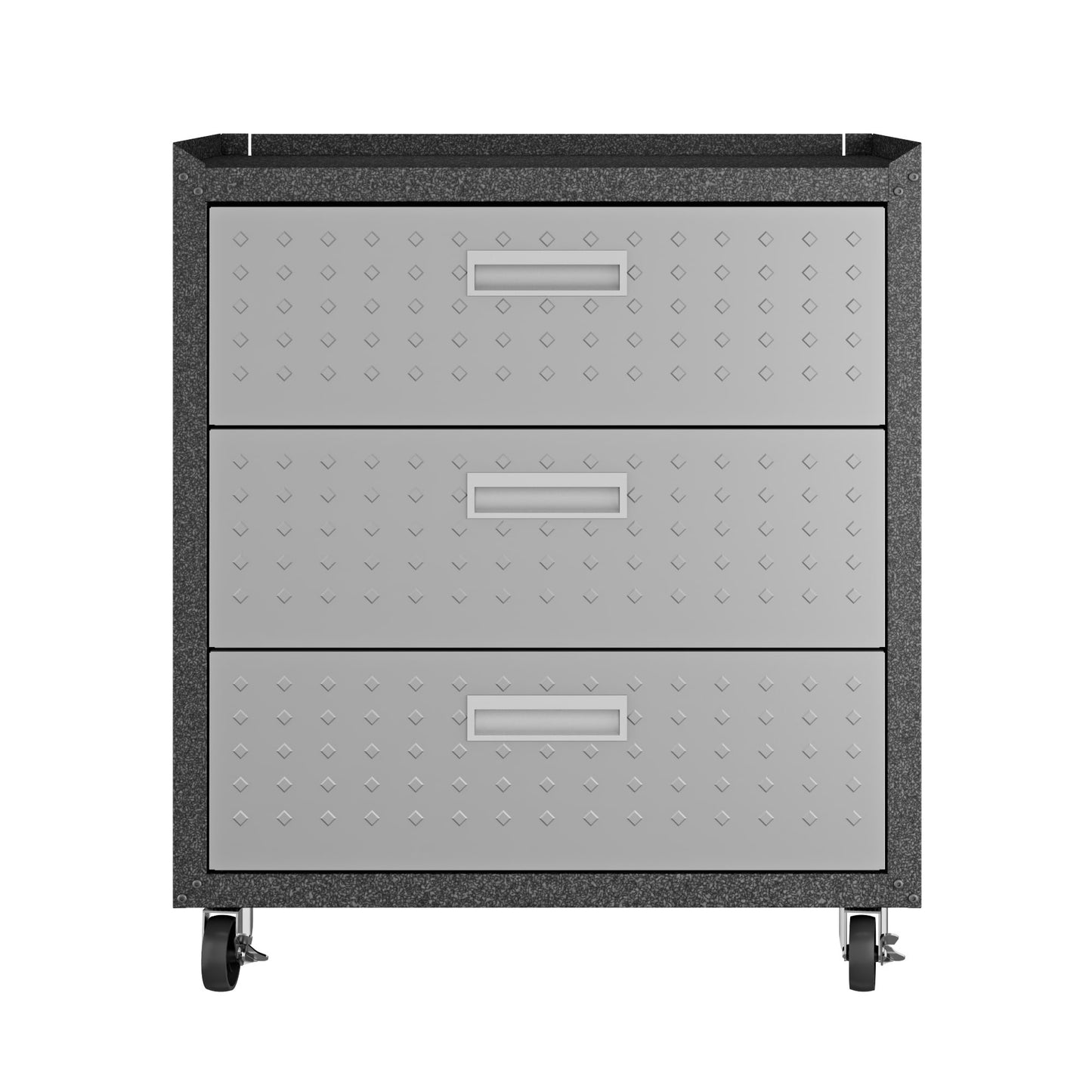 Manhattan Comfort Fortress Collection Convenient Durable Mobile Garage Chest Great for Tools and Supplies, Dark Charcoal Gray/Silver