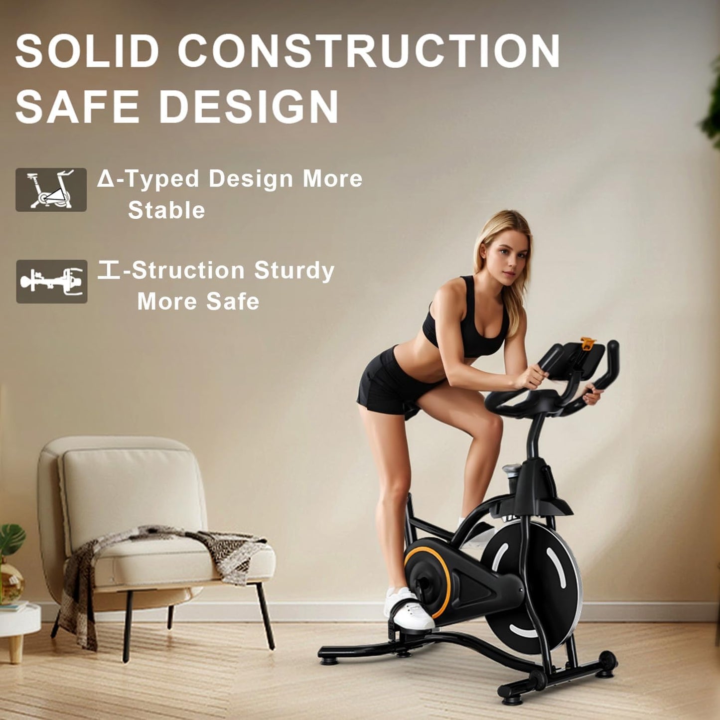 Exercise Bike Stationary Bikes for Home, Adjustable Resistance & Comfortable Seat Workout Bike, Quiet Indoor Cycling Bike with Digital Monitor, Phone Holder, 265LB Capacity of Cardio Workout