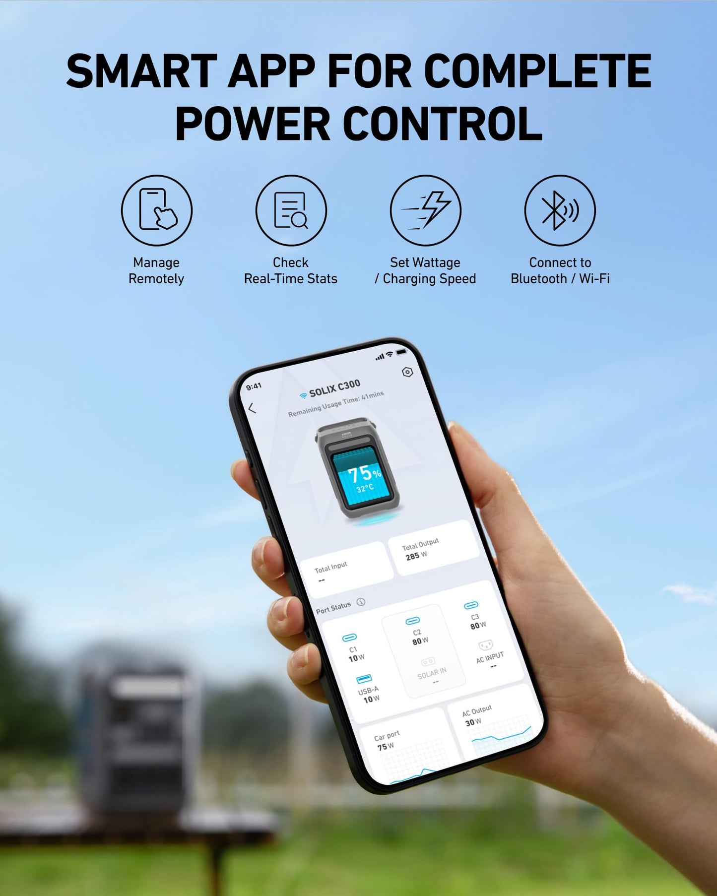 Anker Portable Power Station SOLIX C300, 288Wh LiFePO4 Backup Battery, 300W Solar Generator, 140W Two-Way Fast Charging, for Camping, Hunting, Travel, Blackout & Emergencies (Solar Panel Optional)
