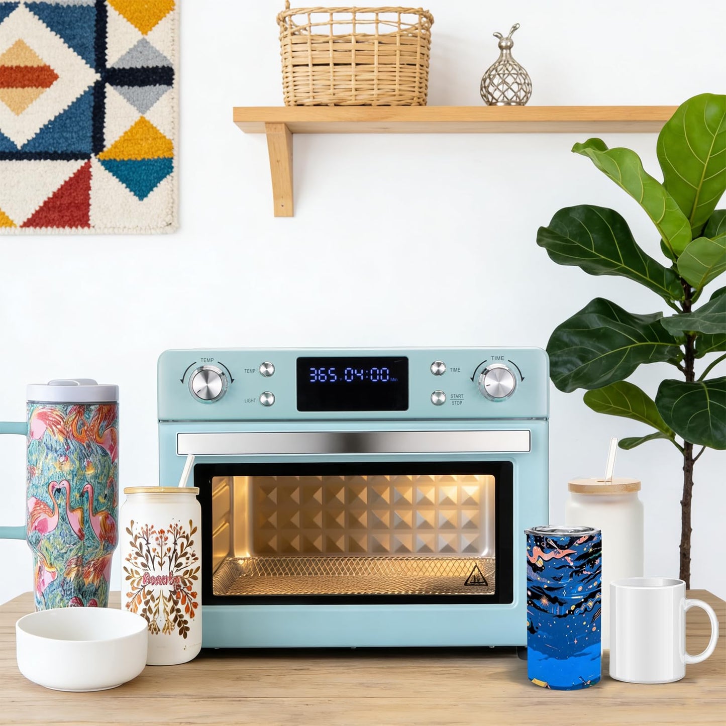 AceSubli Sublimation Oven Machine 25L 110V 1700W Blue with Digital Display, Large Capacity Convection Oven with LED Light for Sublimation Blanks Tumblers Mugs Cups Bottles Bulk Transfer with Glove
