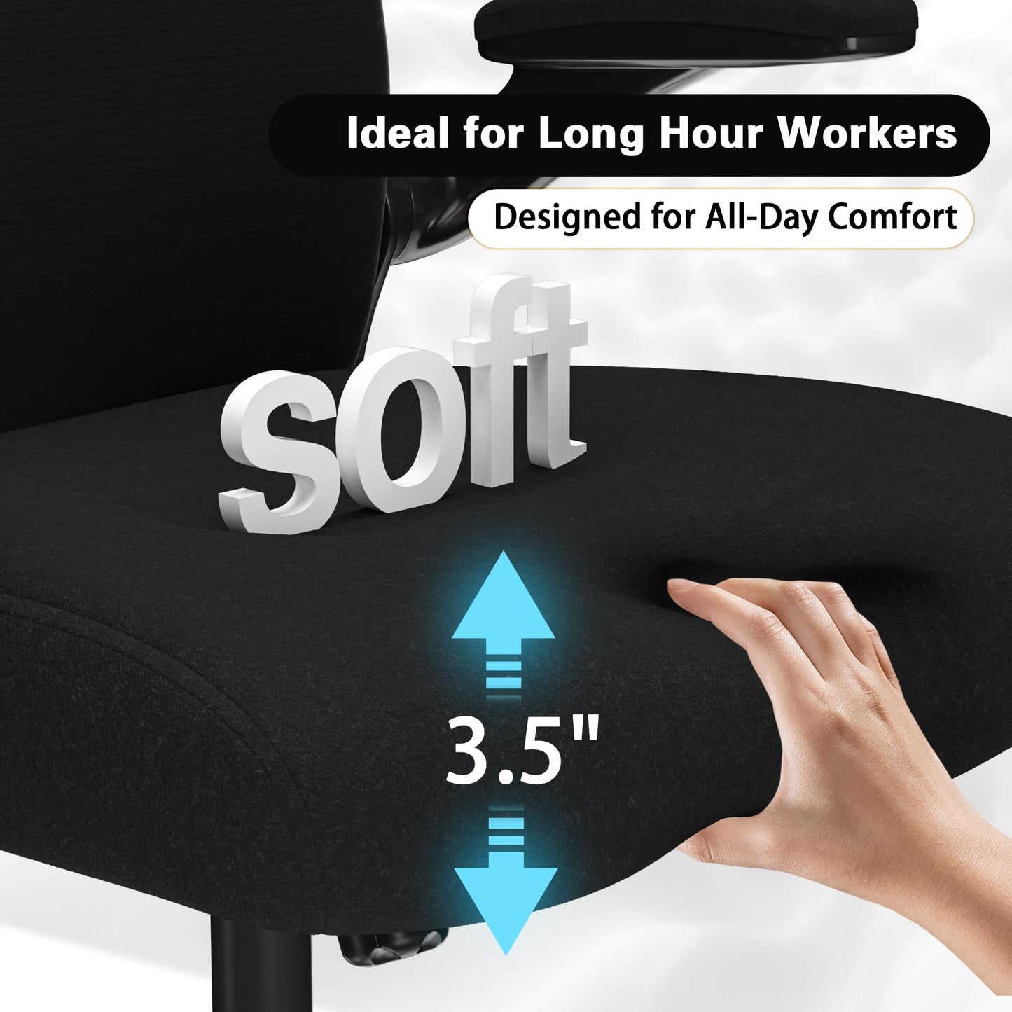 Ergonomic Office Chair, Mesh Desk Chair with Headrest, Lumbar Support, Thick Seat Cushion, Flip-up Arms, High Back Computer Task Chairs for Home Office, Black/Gold