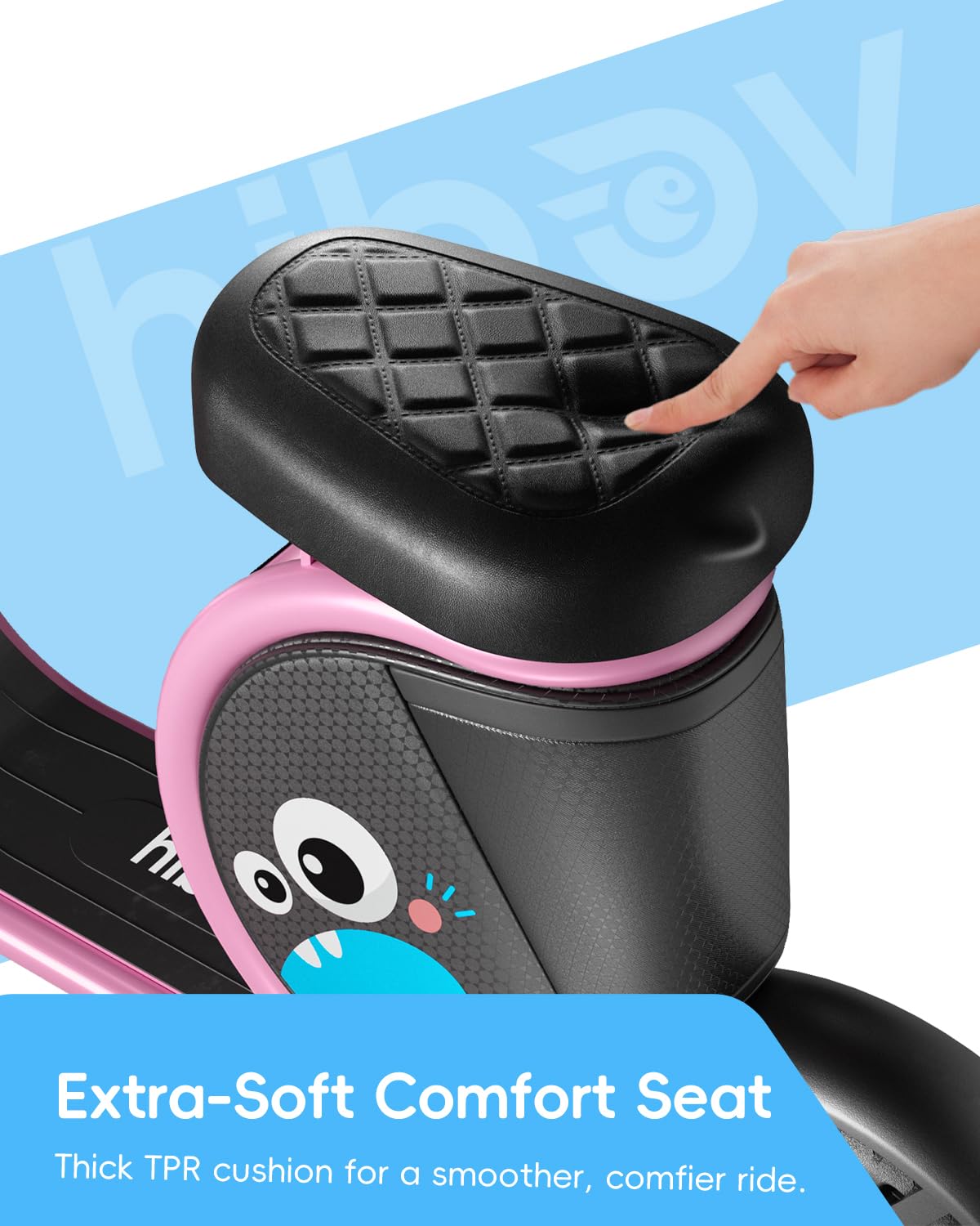 Hiboy JoyHaul Electric Scooter for Kids, Ages 4-10 – LED Neon Lights, 100W Brushless Motor, 56.16Wh Battery, Under-Seat Storage & Safety Brake, Blue