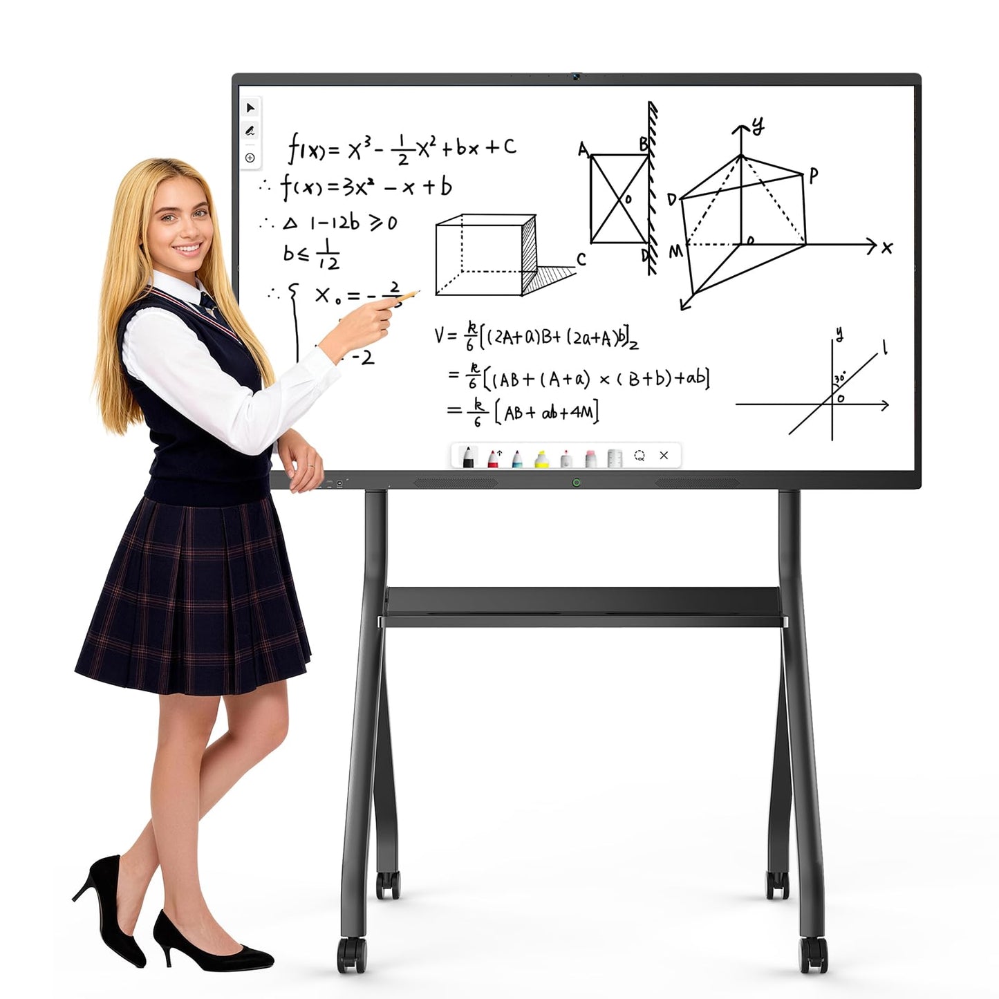 LumaVue 75'' Smart Board, 4K UHD Interactive Touchscreen Whiteboard, Android13 Wireless Smartboard for Classroom Home Office Studio