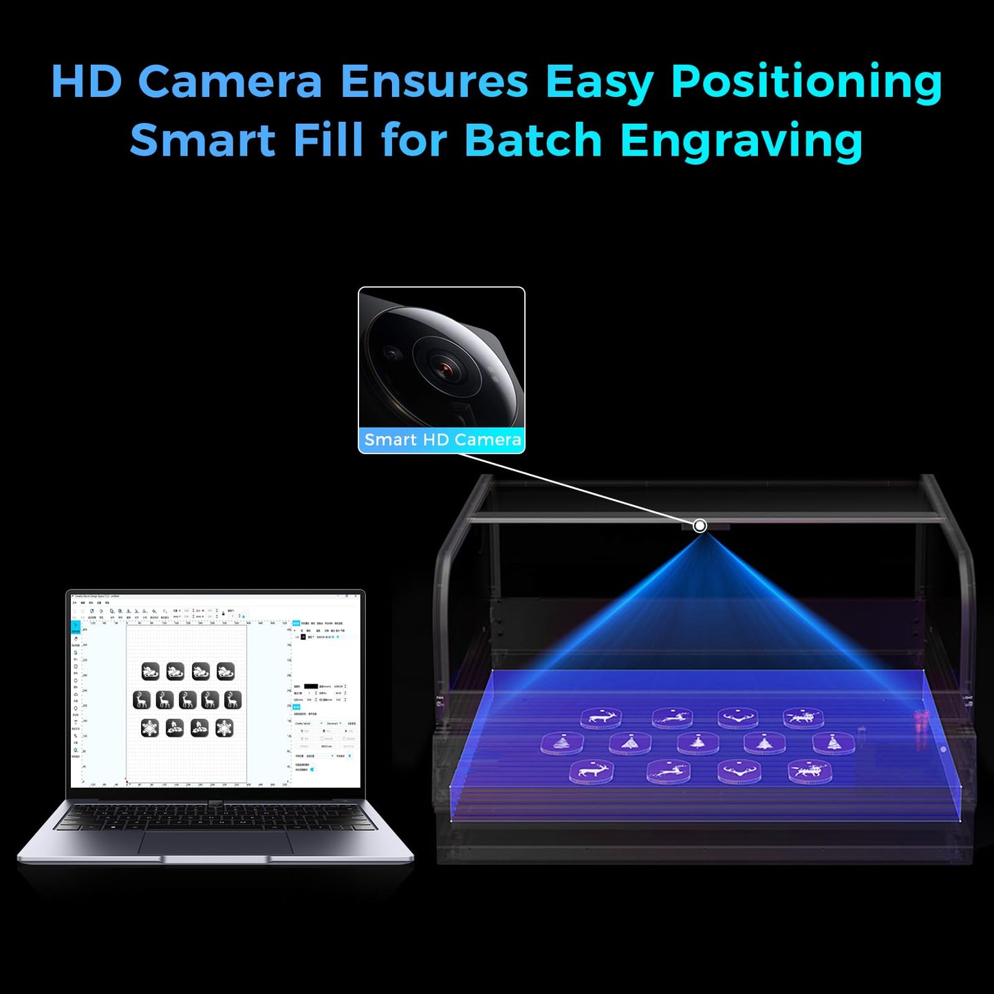 Creality Laser Engraver Falcon2 Pro S 22W, Auto Focus Desktop Diode Laser Cutter and Engraving Machine with Enclosure, Smart Camera, Air Assist for Wood Acrylic Leather Stone Metal