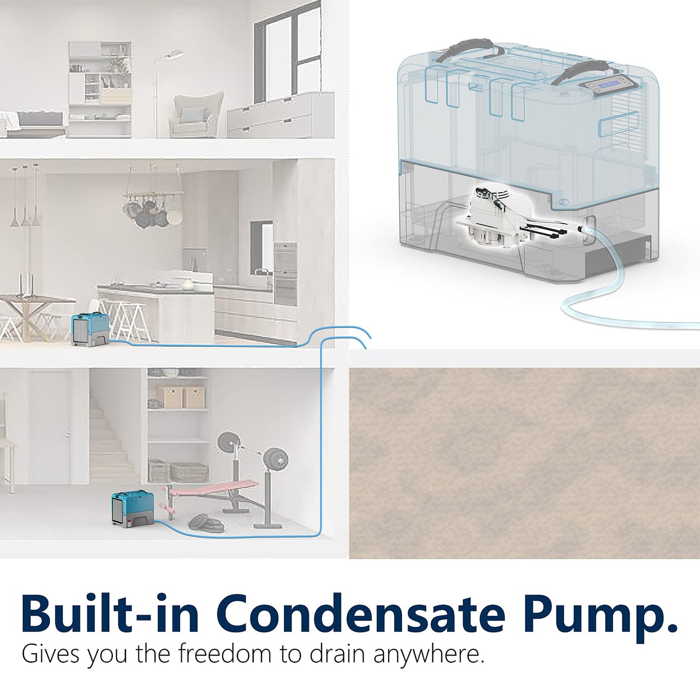 ALORAIR Commercial Dehumidifier with Pump, Up to 180 PPD (Saturation), 85 PPD at AHAM, 6 Years Limited Warranty, LGR Industrial Dehumidifier for Flood Repair, Crawlspace and Basement Drying
