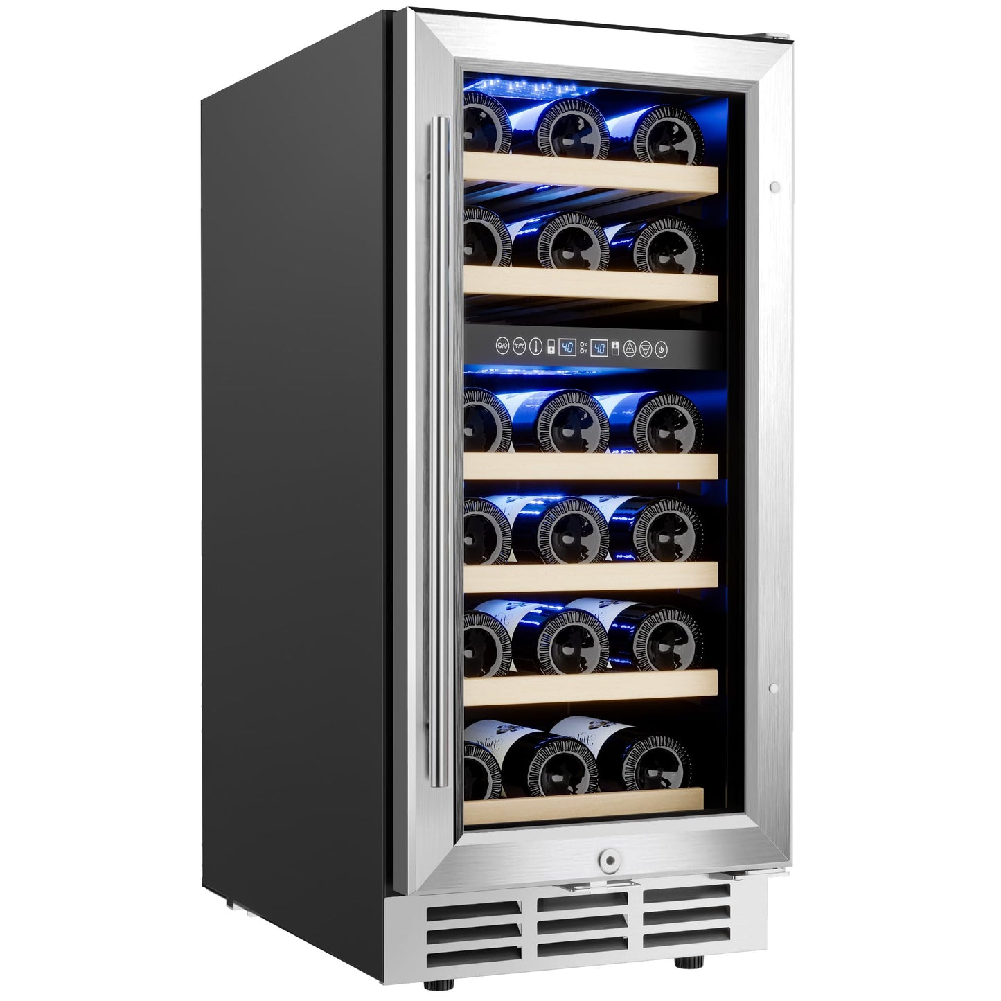 EUHOMY 15 Inch Wine Fridge, 33 Bottle Dual Zone Wine Cooler Refrigerator with Glass Door, Built-In or Freestanding Wine Refrigerator with Digital Temperature Control, for Home, Bar, Office