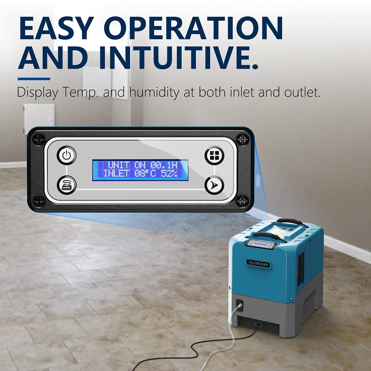 ALORAIR App Control Commercial Dehumidifier With Pump Industrial Dehumidifiers with Drain Hose, for Water Damage Restore, Flood Repair, Large Space, Job Sites (Blue)