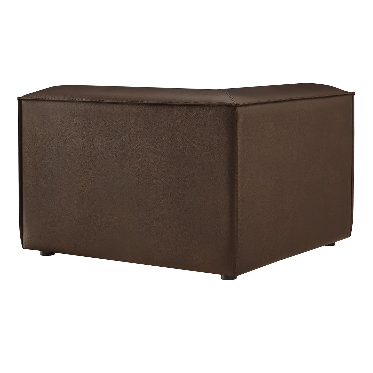 Modway Restore Faux Leather Modular Corner Chair in Espresso - Living Room Vegan Leather Upholstered Single-Arm Accent Armchair for Sectional Sofa with Coil Seat Support and French Piping