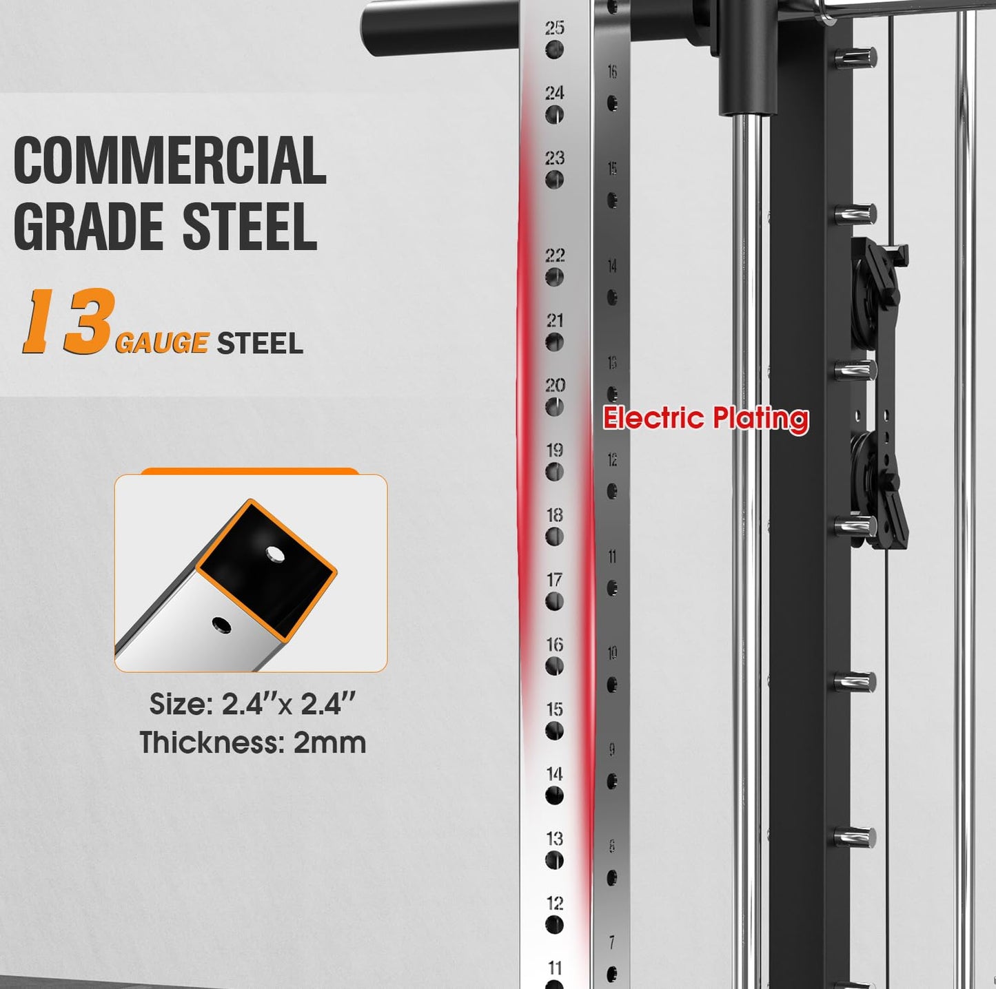 DONOW Smith Machine with Weight Stacks, Heavy Duty Home Gym System Power Cage Cable Crossover Machine Multi-Functional Trainer Ratio 1:1 (AS1 Steel Stacks 374lbs)