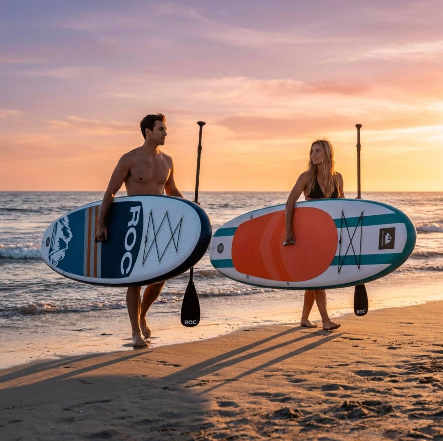 Roc Inflatable Stand Up Paddle Board with Premium SUP Paddle Board Accessories, Wide Stable Design, Non-Slip Comfort Deck for Youth & Adults (Navy W/Kayak Seat)