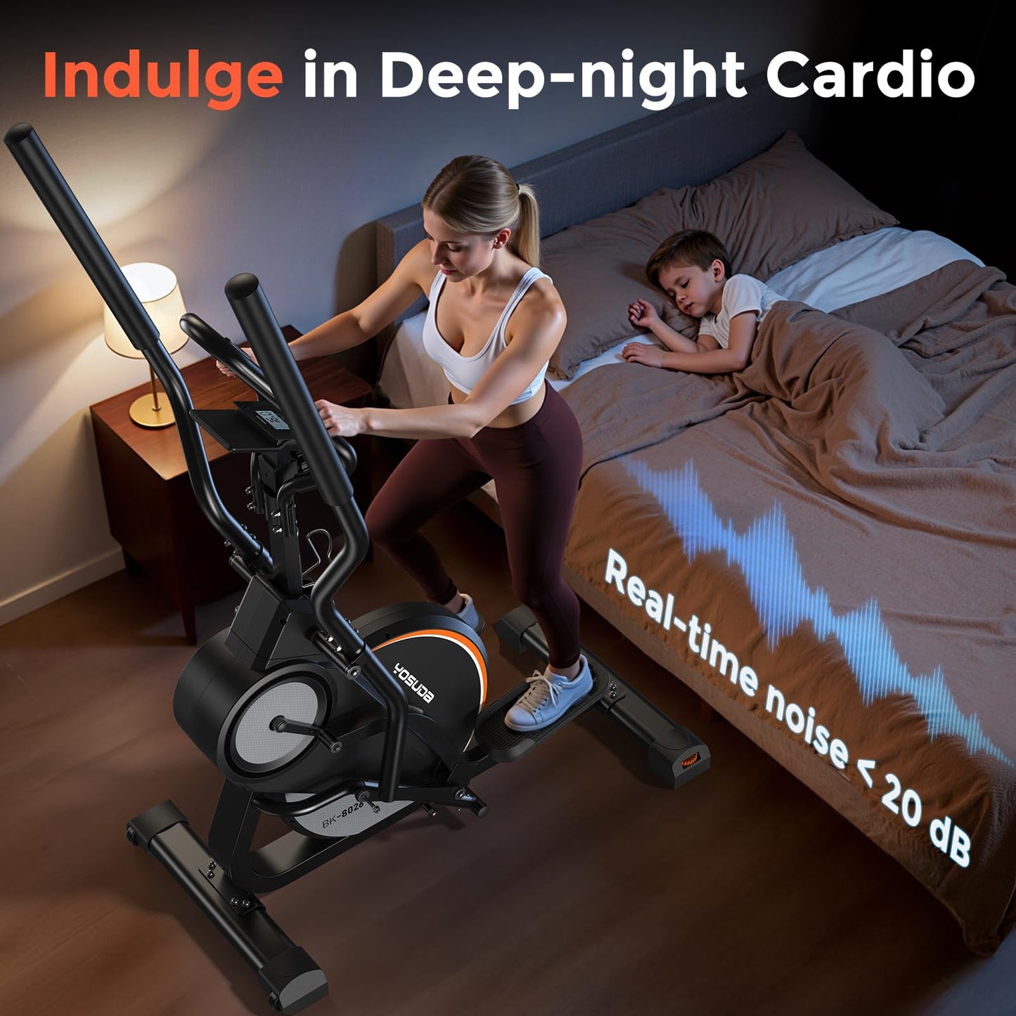 YOSUDA Elliptical Exercise Machine, Compact 3-in-1 (Elliptical + Cardio Climber + Stair Stepper) Elliptical for Home with 45°Incline, 15.5IN Stride, 16 Levels Resistance, Support Kinomap/Fed APP