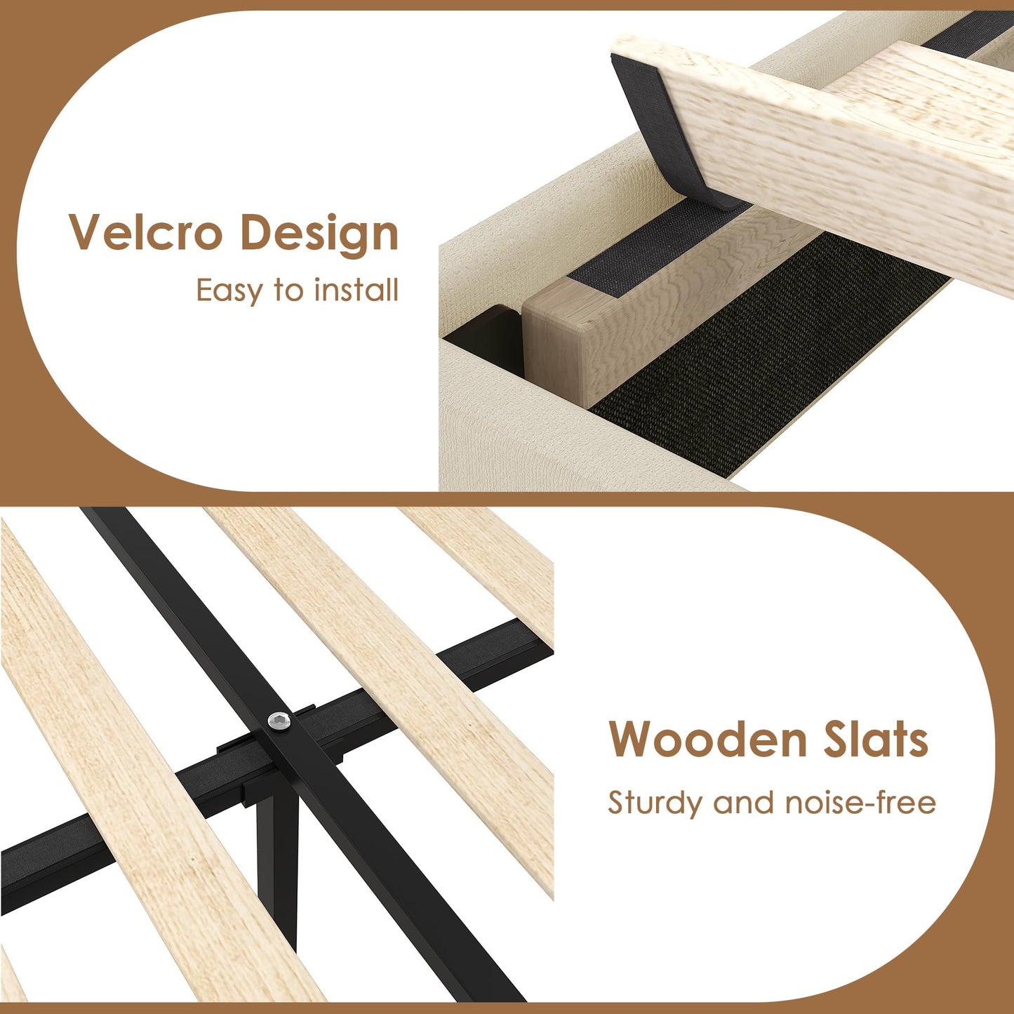 VECELO Full Size Upholstered Bed Frame with 4 Storage Drawers, Adjustable Velvet Rivet Decor Headboard, Wooden Slats Platform Support, No Box Spring Needed, Easy Assembly,Beige