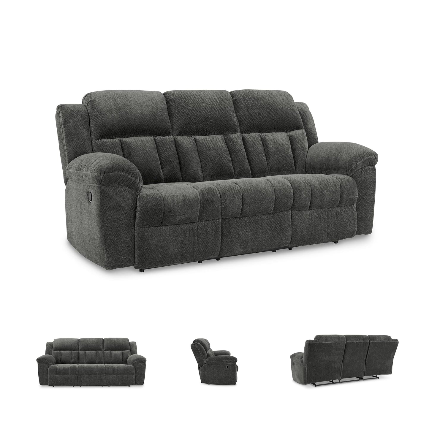 Signature Design by Ashley Frohn Contemporary Manual Reclining Sofa, Gray