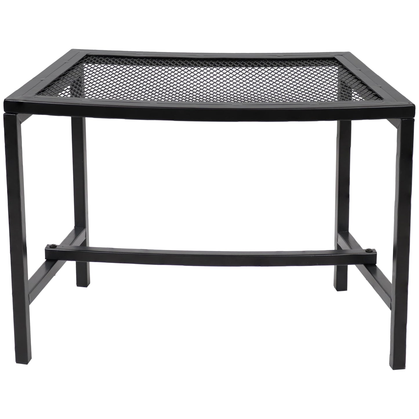 Sunnydaze Mesh Outdoor Curved Bench - Metal Patio Bench Set - Heavy-Duty Outdoor Seats for Backyard or Fire Pit - Black - Set of 4