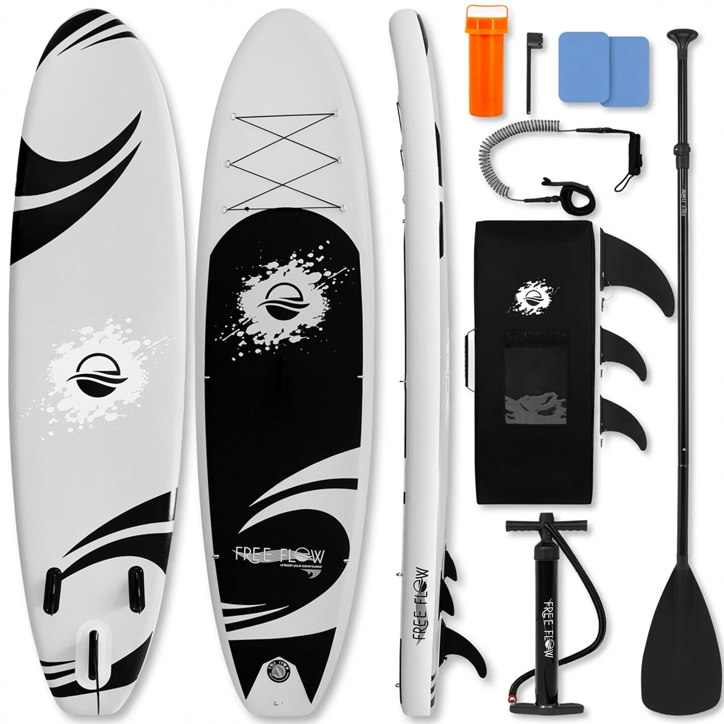 SereneLife Inflatable Stand Up Paddle Board (6 Inches Thick) with Premium SUP Accessories & Carry Bag | Wide Stance, Bottom Fin for Paddling, Surf Control, Non-Slip Deck | Youth & Adult Standing Boat