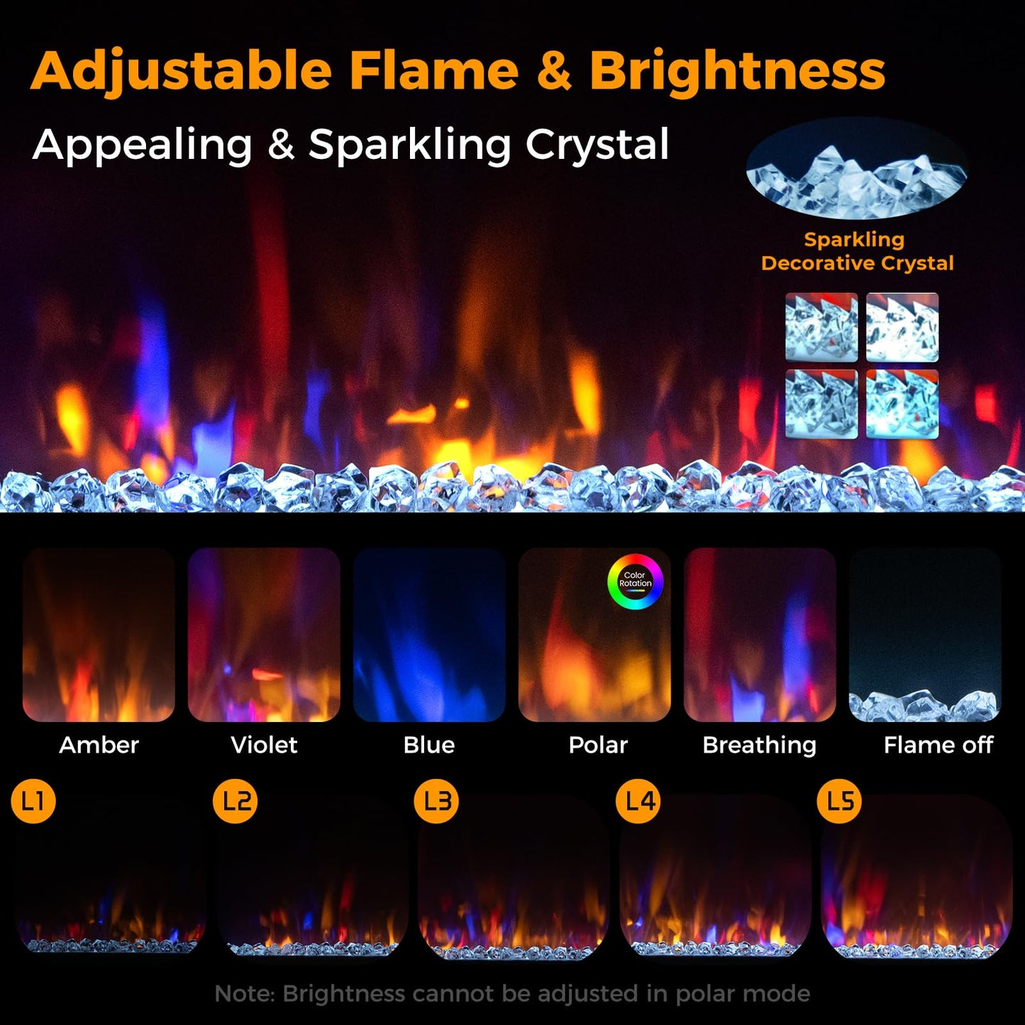 SIMOE 23" Electric Fireplace Inserts, 1500W Recessed Fireplace Heater with Remote Control, 6 Flame Colors & 5 Brightness, 8H Timer, Infrared Quartz Fireplace Insert for Indoor, 23" W x 17" H
