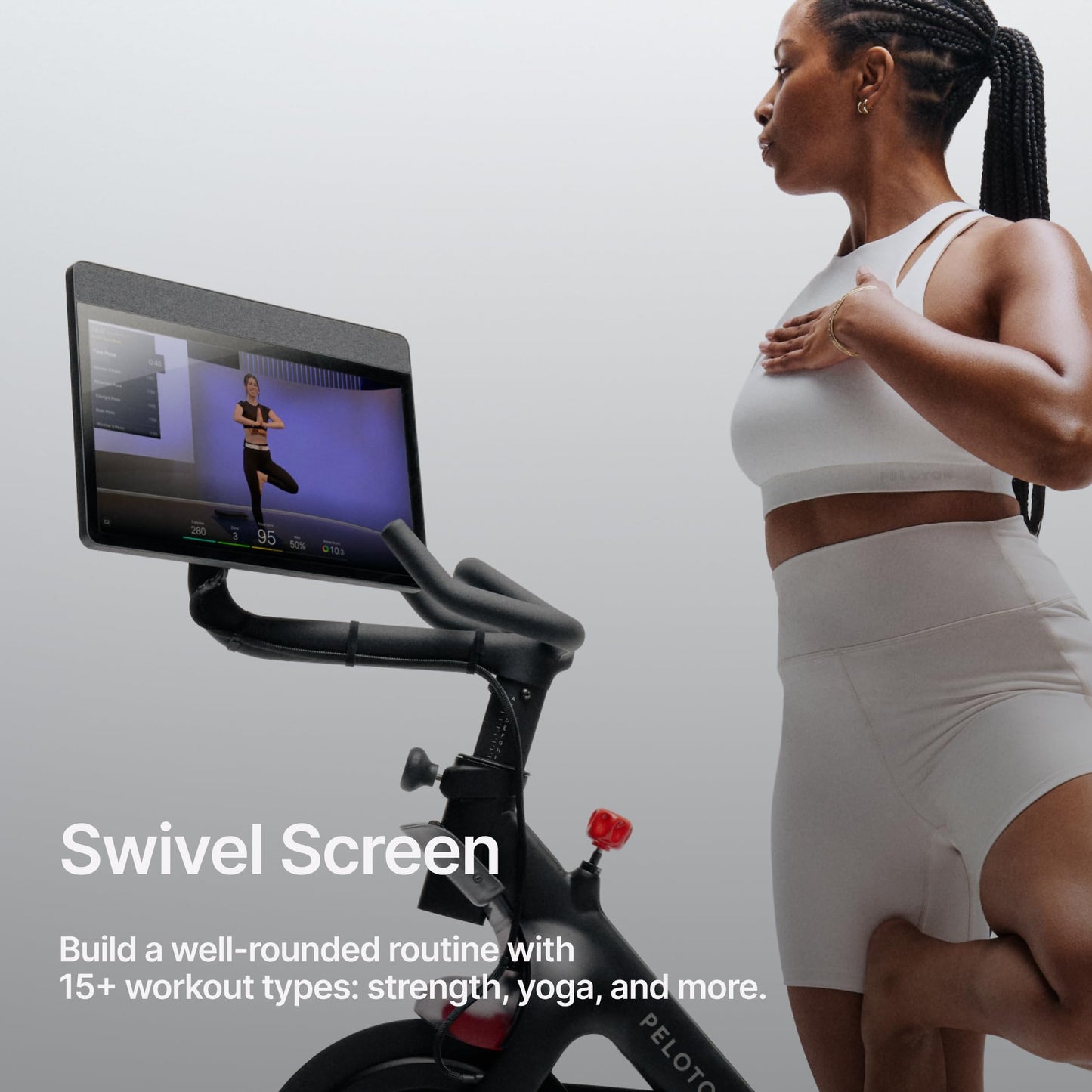 Peloton Exercise Cross Training Bike, Indoor Stationary Spin Bike for Home Workouts, Space-Friendly Exercise Equipment for Cardio and strength Workout & Indoor Cycling